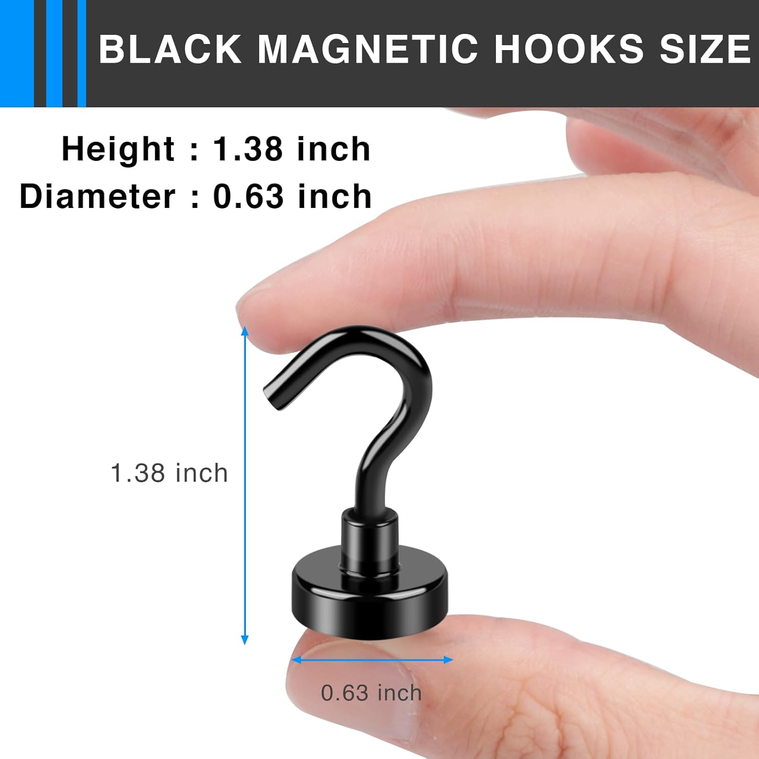 Magnetic Hooks, 12 Pack 30lbs+ Magnet Hook 2026 Cruise Cabin Ship Essentials Heavy Duty Strong Magnets Refrigerator Fridge Hanging for Classroom Beach Vacation Kitchen Grills (Black) Black 0.63in x - Image 3