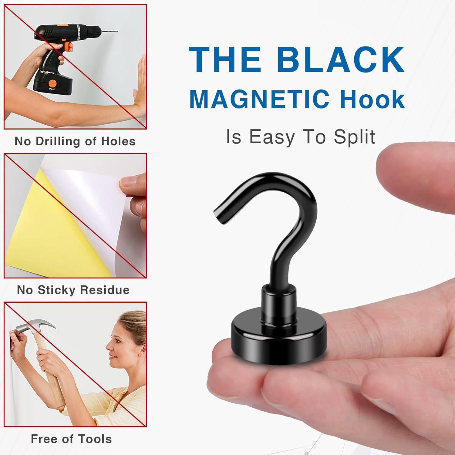 Magnetic Hooks, 12 Pack 30lbs+ Magnet Hook 2026 Cruise Cabin Ship Essentials Heavy Duty Strong Magnets Refrigerator Fridge Hanging for Classroom Beach Vacation Kitchen Grills (Black) Black 0.63in x - Image 4