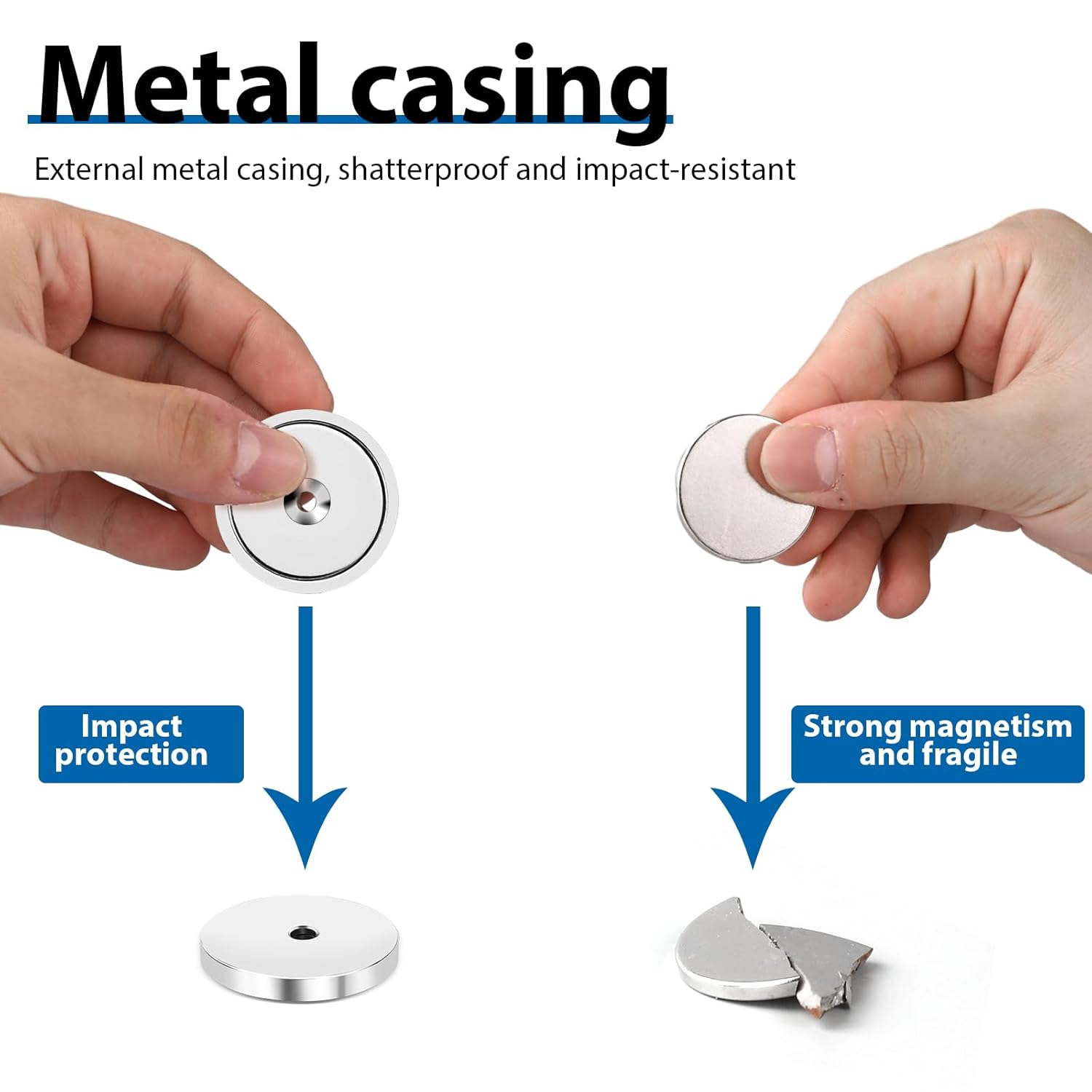 Strong Magnets, 150lb+ Waterproof Neodymium Cup Magnets with Screws for Wall Mounting,Rare Earth Magnet Holes Holding Tools Lifting, Hanging(Silver, 6 Pack) - 150lb - Image 2