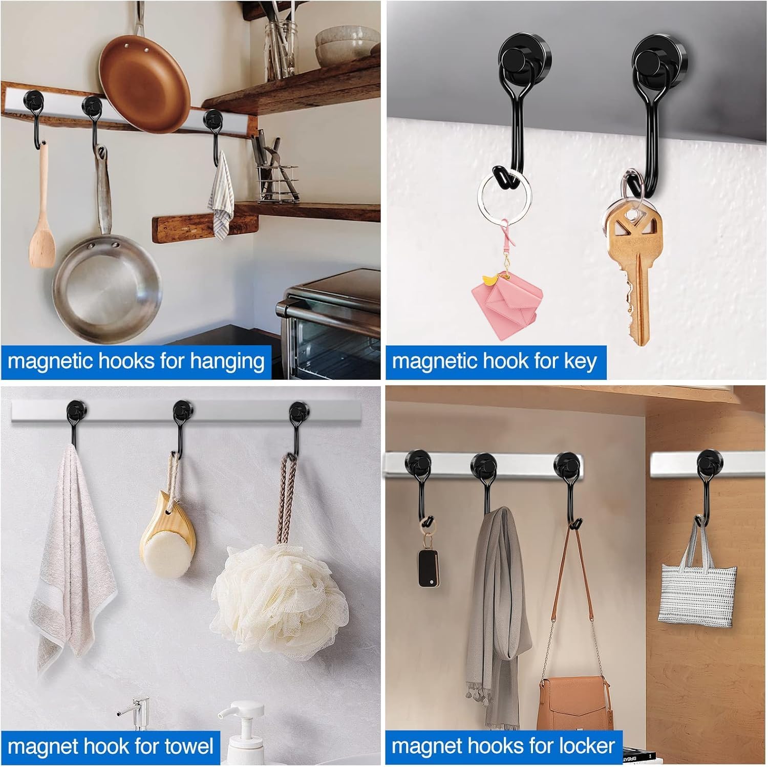 Hooks, 30lbs+ Magnetic Magnet Hook 2026 Cruise Cabin Ship Essentials Heavy Duty Strong Refrigerator Fridge Hanging for Classroom Beach Vacation Kitchen Grills Home Mug Hanger (6 Pack) Black 0.63in x - Image 7