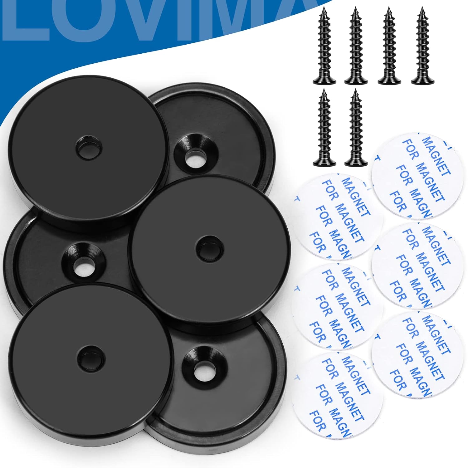 Magnets with Holes, 110 lb+ Waterproof Strong Neodymium Cup Disc Screws for Wall Mounting, Lifting Tools - Pack of 6 Black 110lb-6p - Image 5