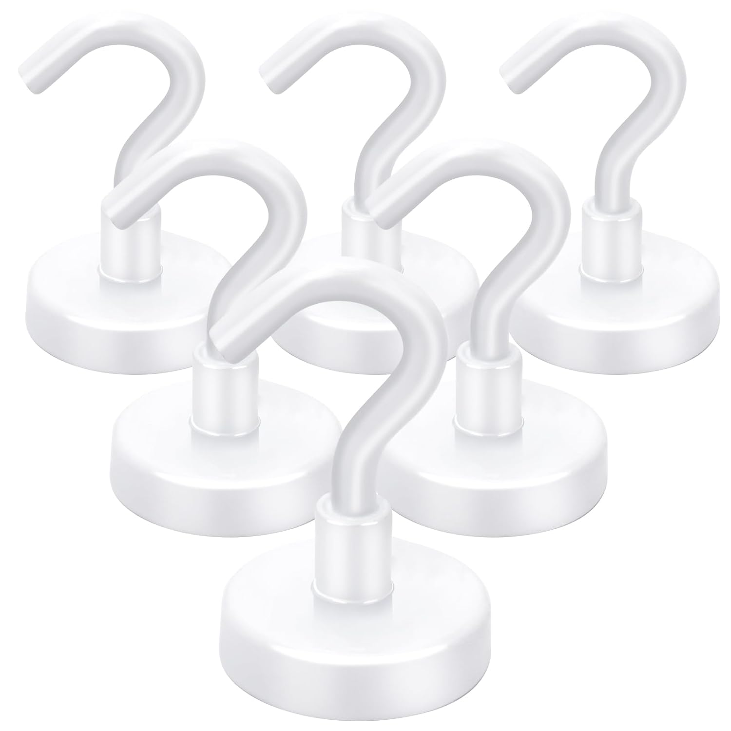 Cruise Essentials: 40Lbs White Magnets, Strong Magnetic Hooks for Hanging, 6 Pack - - Image 1
