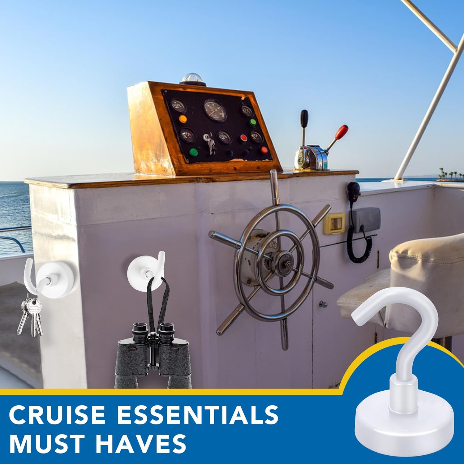 Cruise Essentials: 40Lbs White Magnets, Strong Magnetic Hooks for Hanging, 6 Pack - - Image 2