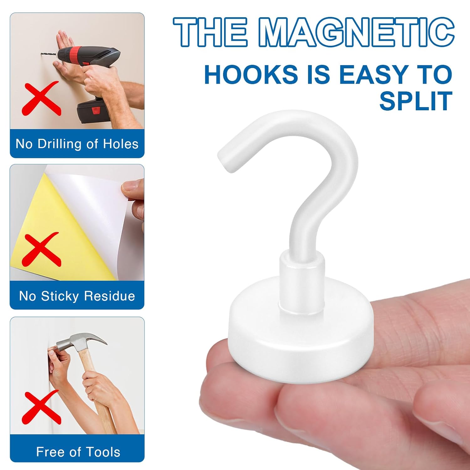 Cruise Essentials: 40Lbs White Magnets, Strong Magnetic Hooks for Hanging, 6 Pack - - Image 6