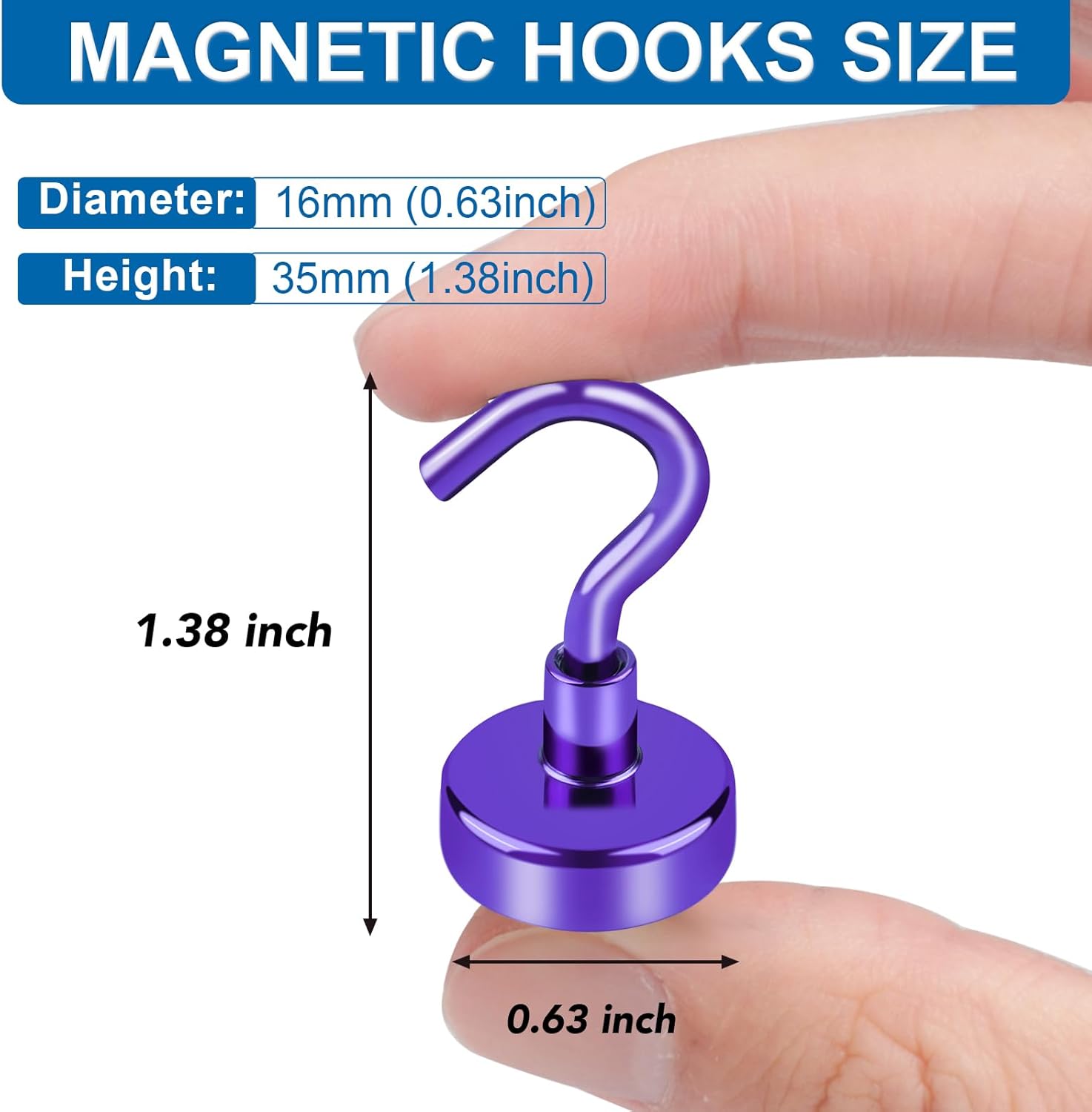 Cruise Essentials, 28lbs Magnetic Hooks for Cabins, Purple Magnets Door, Strong Hanging, Refrigerator, Celling, Grill - 12 Pack - Image 2