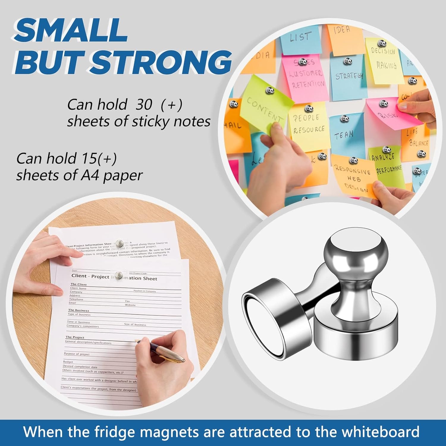 90Pcs Refrigerator Magnets - Strong Neodymium Fridge for Whiteboard, Metal Push Pin Magnets, Ideal Kitchen, Office, School - Image 3