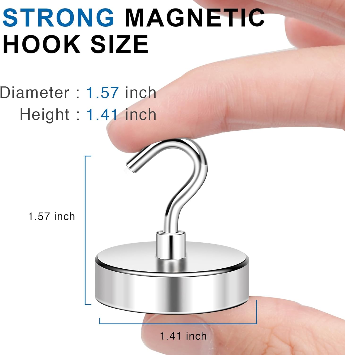 150LBS Magnetic Hooks, Strong Magnet Hooks for Hanging Heavy Duty, Neodymium Magnets with Refrigerator, Cruise Cabins, Hanging, Grill, Kitchen, Locker - 2 Pack, 150lbs-2p - Image 2