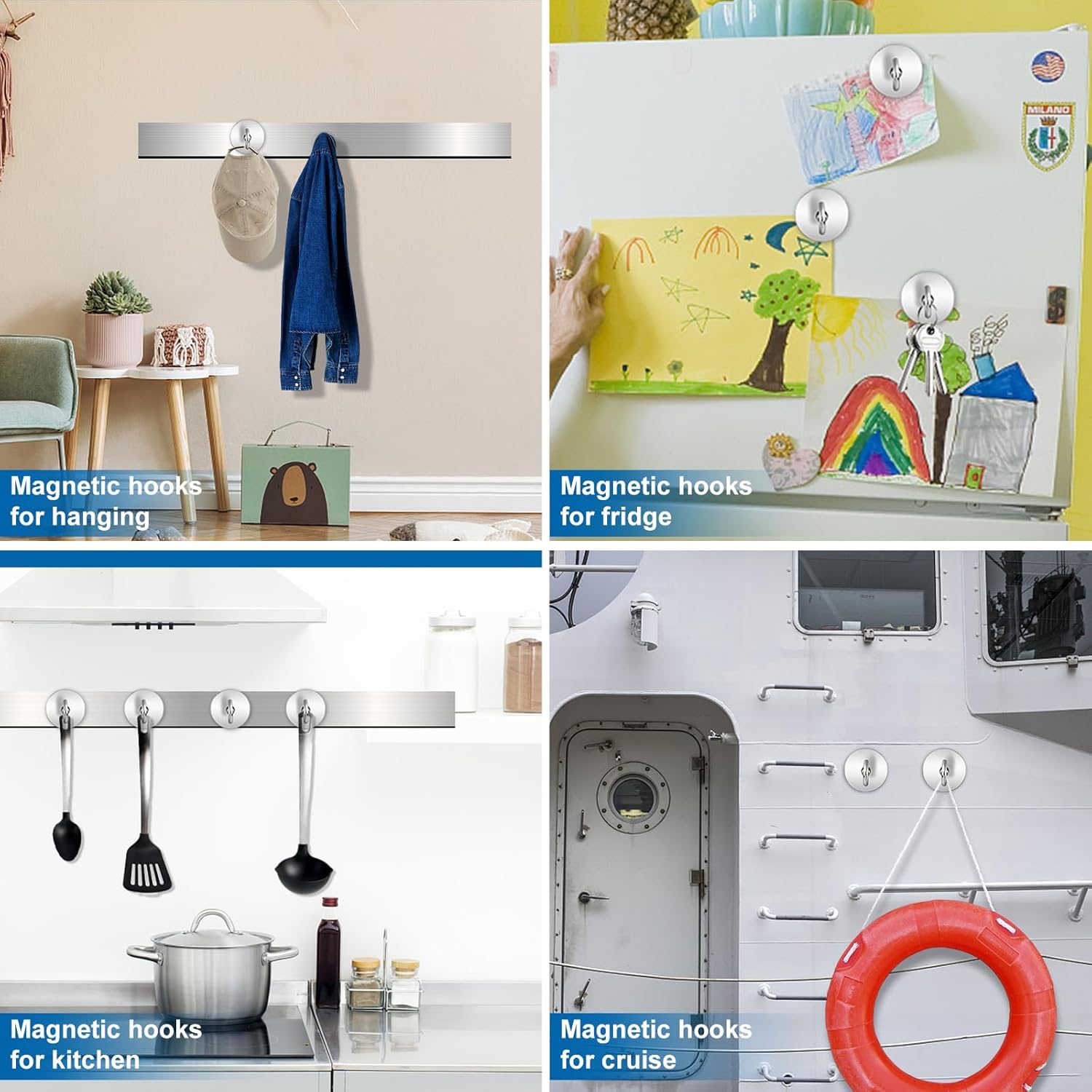 150LBS Magnetic Hooks, Strong Magnet Hooks for Hanging Heavy Duty, Neodymium Magnets with Refrigerator, Cruise Cabins, Hanging, Grill, Kitchen, Locker - 2 Pack, 150lbs-2p - Image 7