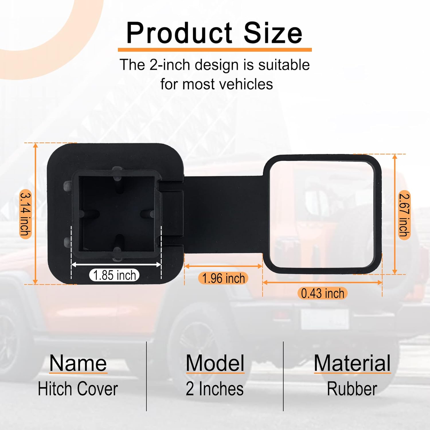 Fits for 2-inch Hitch Cover, Trailer Cover Tube Plug Insert, Car Exterior Accessories, Receiver Black 1 - Image 2