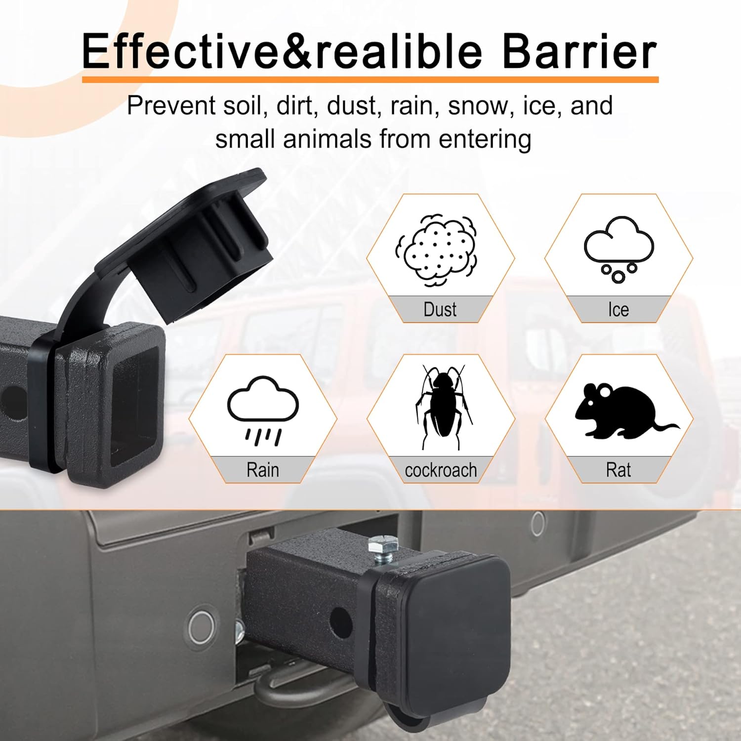 Fits for 2-inch Hitch Cover, Trailer Cover Tube Plug Insert, Car Exterior Accessories, Receiver Black 1 - Image 4