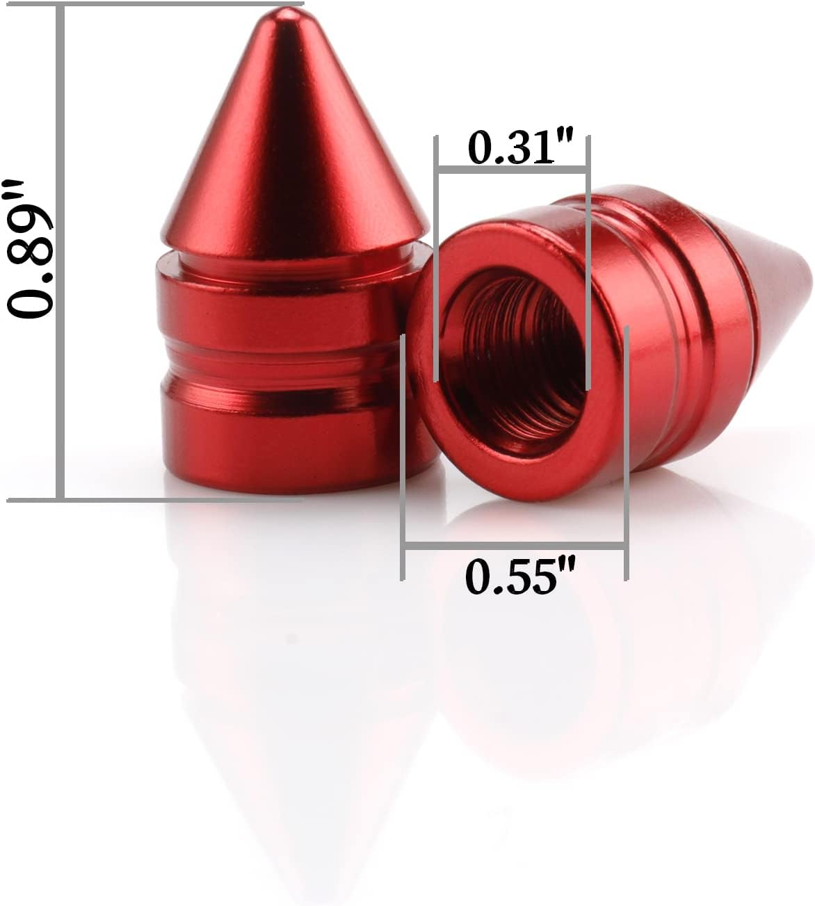 Car Tire Valve Caps, 4 Pieces of Universal Aluminum Alloy Trim Accessories Dust Covers for Cars, Trucks, SUVs and Motorcycles(Red) Red - - Image 2