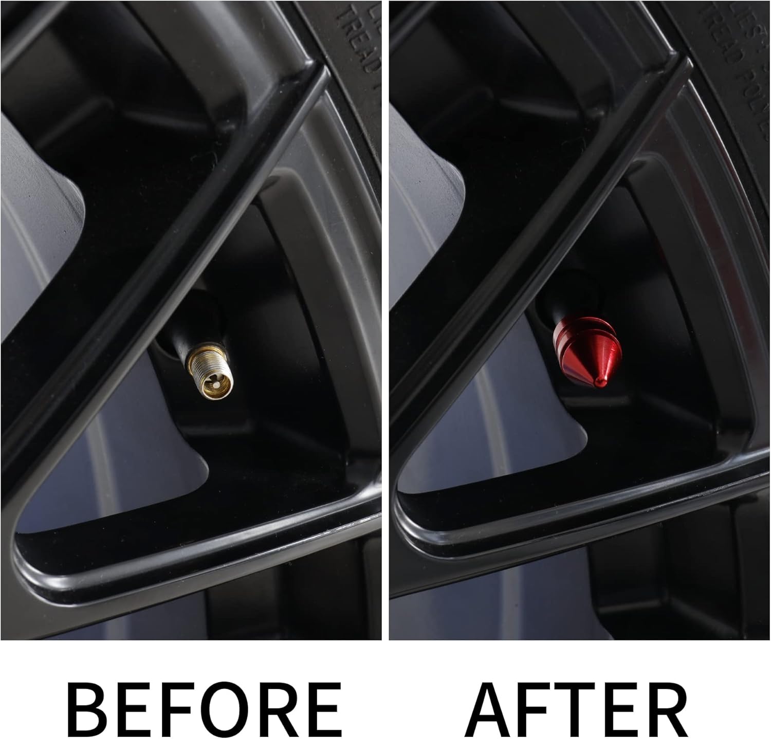 Car Tire Valve Caps, 4 Pieces of Universal Aluminum Alloy Trim Accessories Dust Covers for Cars, Trucks, SUVs and Motorcycles(Red) Red - - Image 3
