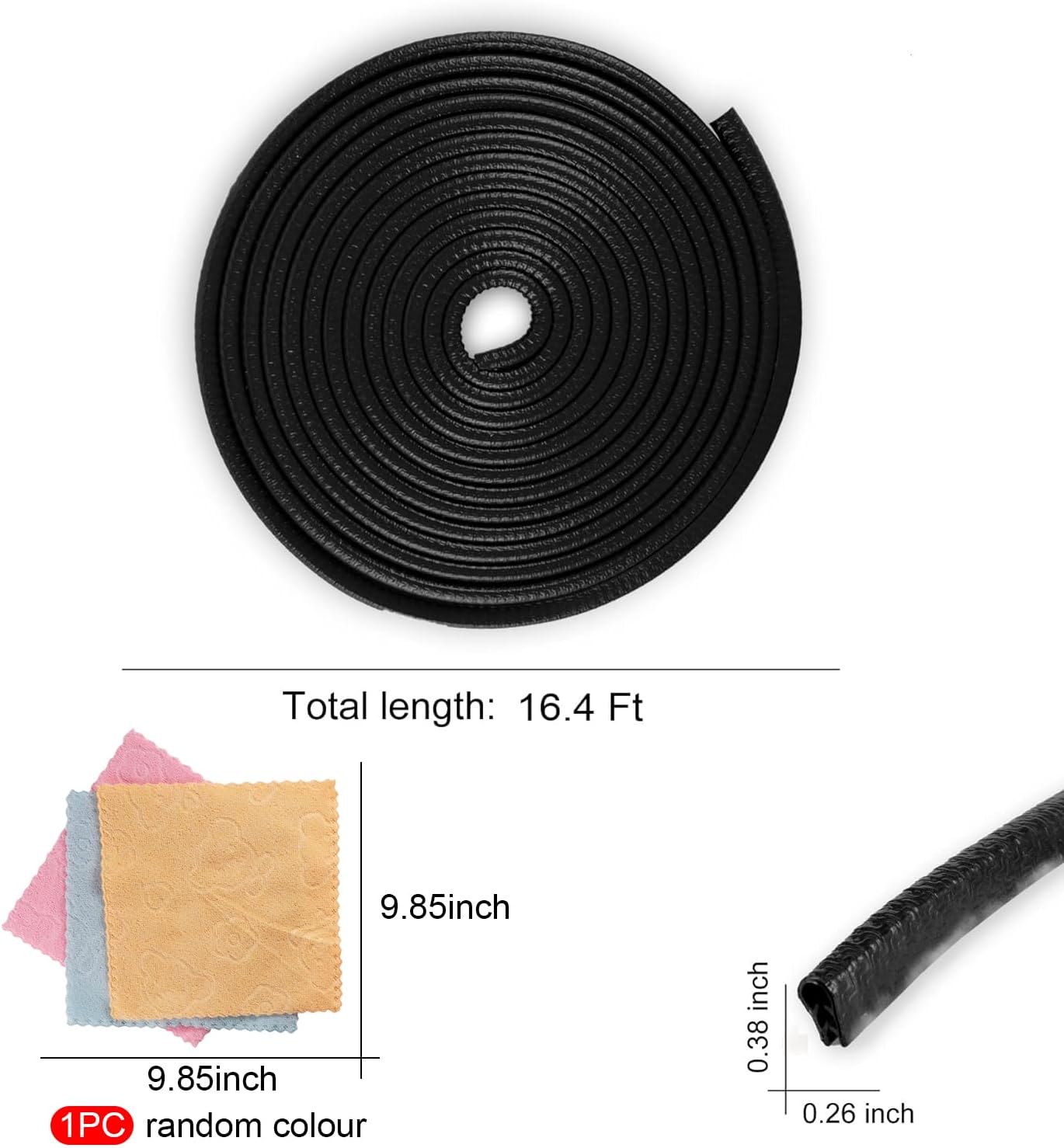 16.4Ft (5M) Car Door Edge Guard, No Glue Entry Guard Protective Strip, Rubber Trim Protector, Applicable to Car, Truck, SUV and ATV, Exterior Accessories（Black） Black 16.4Ft/5M - Image 2