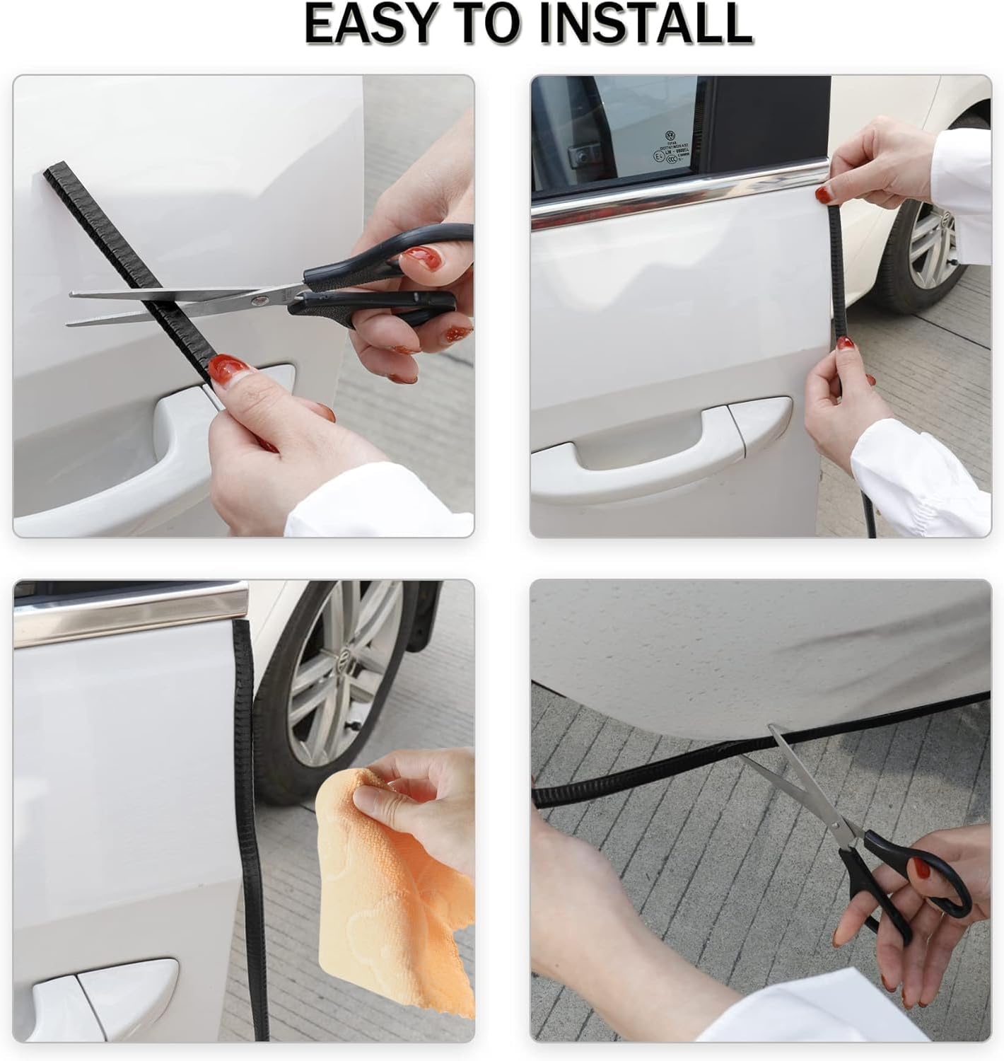 16.4Ft (5M) Car Door Edge Guard, No Glue Entry Guard Protective Strip, Rubber Trim Protector, Applicable to Car, Truck, SUV and ATV, Exterior Accessories（Black） Black 16.4Ft/5M - Image 4