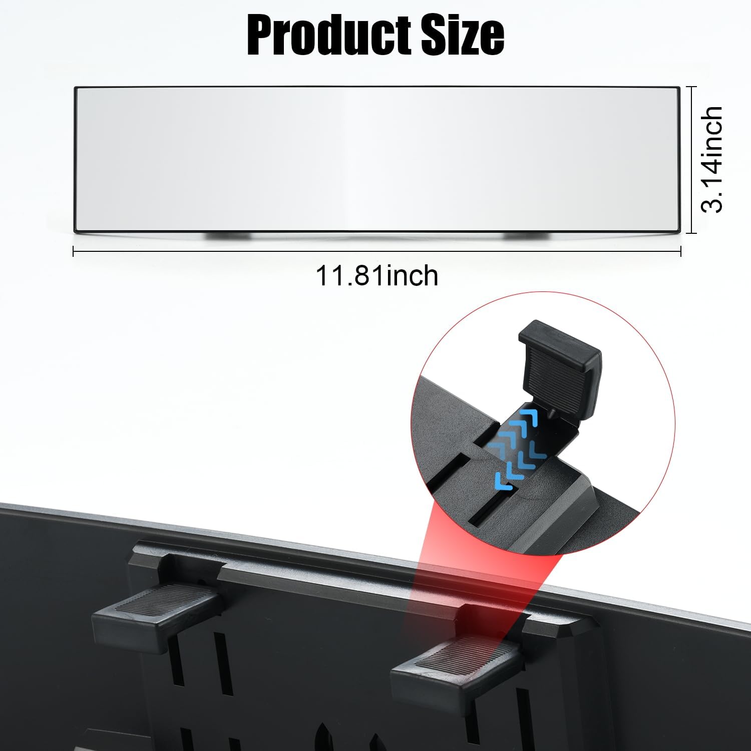 Interior Rearview Mirrors, Universal Panoramic Car Rear View Mirror Accessories, Wide Angle Reduce Blind Spot Effectively for Car, Jeep, Truck, Motorcycle, Tractor, ARB, ATV, SUV, RV Basic version - - Image 3