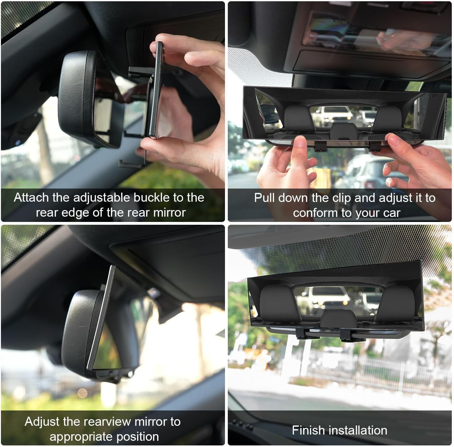 Interior Rearview Mirrors, Universal Panoramic Car Rear View Mirror Accessories, Wide Angle Reduce Blind Spot Effectively for Car, Jeep, Truck, Motorcycle, Tractor, ARB, ATV, SUV, RV Basic version - - Image 4