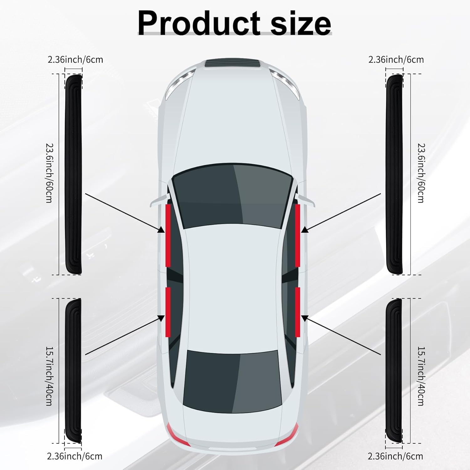 Car Door Threshold Protection, 4PCS Edge Step Dust Shield Cover, Width 23.6x2.36inch Car/SUV Universal Rubber Scratch Resistant Exterior Accessories (Black) Black - Image 2