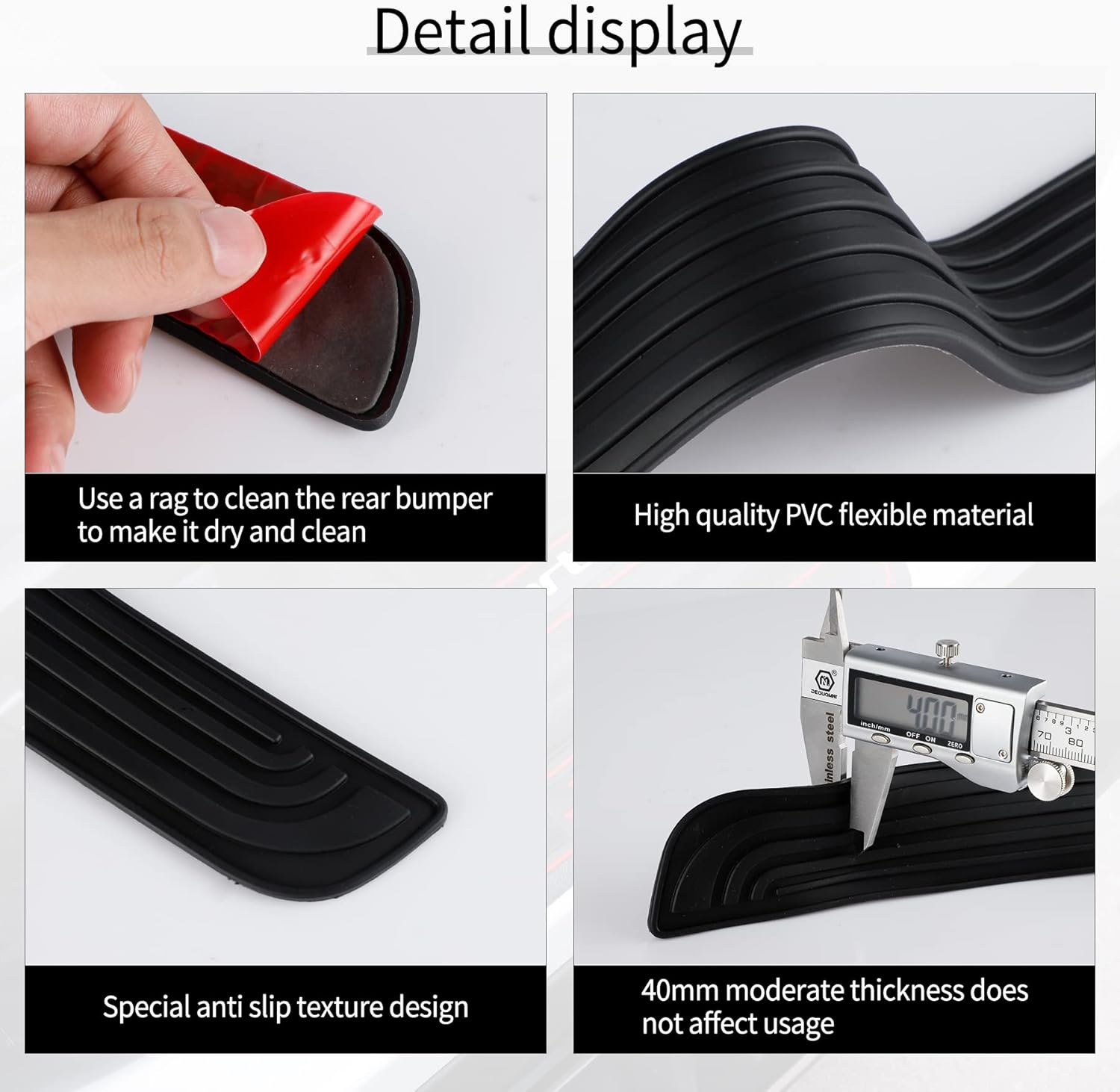 Car Door Threshold Protection, 4PCS Edge Step Dust Shield Cover, Width 23.6x2.36inch Car/SUV Universal Rubber Scratch Resistant Exterior Accessories (Black) Black - Image 3
