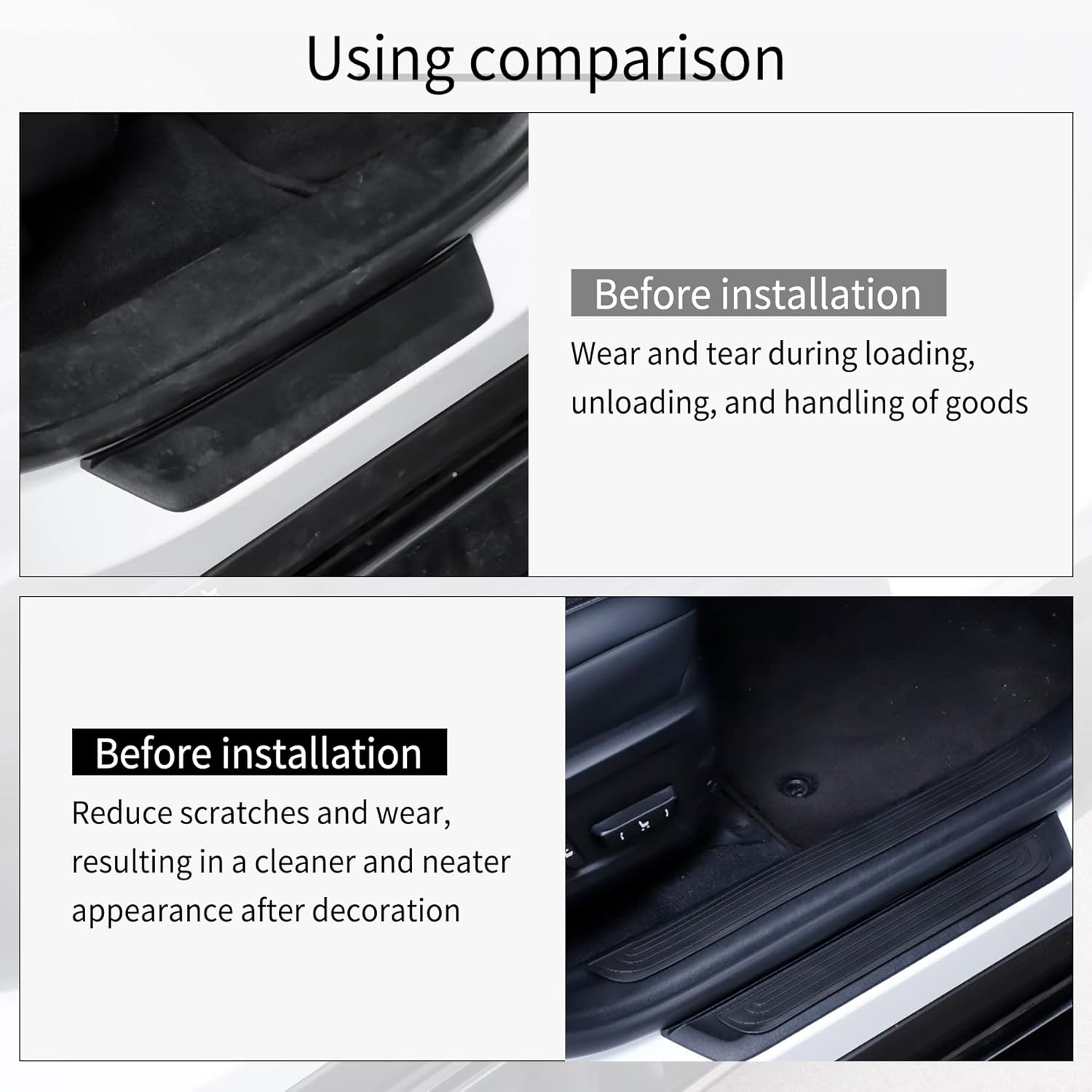 Car Door Threshold Protection, 4PCS Edge Step Dust Shield Cover, Width 23.6x2.36inch Car/SUV Universal Rubber Scratch Resistant Exterior Accessories (Black) Black - Image 5