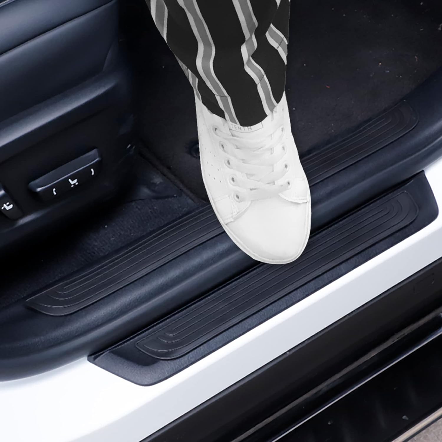 Car Door Threshold Protection, 4PCS Edge Step Dust Shield Cover, Width 23.6x2.36inch Car/SUV Universal Rubber Scratch Resistant Exterior Accessories (Black) Black - Image 6