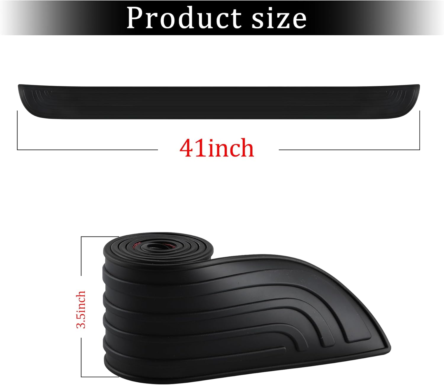 Car Rear Bumper Protector, 41inch x3.5inch Car/SUV Universal Rubber Anti-Scratch Trunk Exterior Accessories（Black） Black 41x3.5inch - Image 2