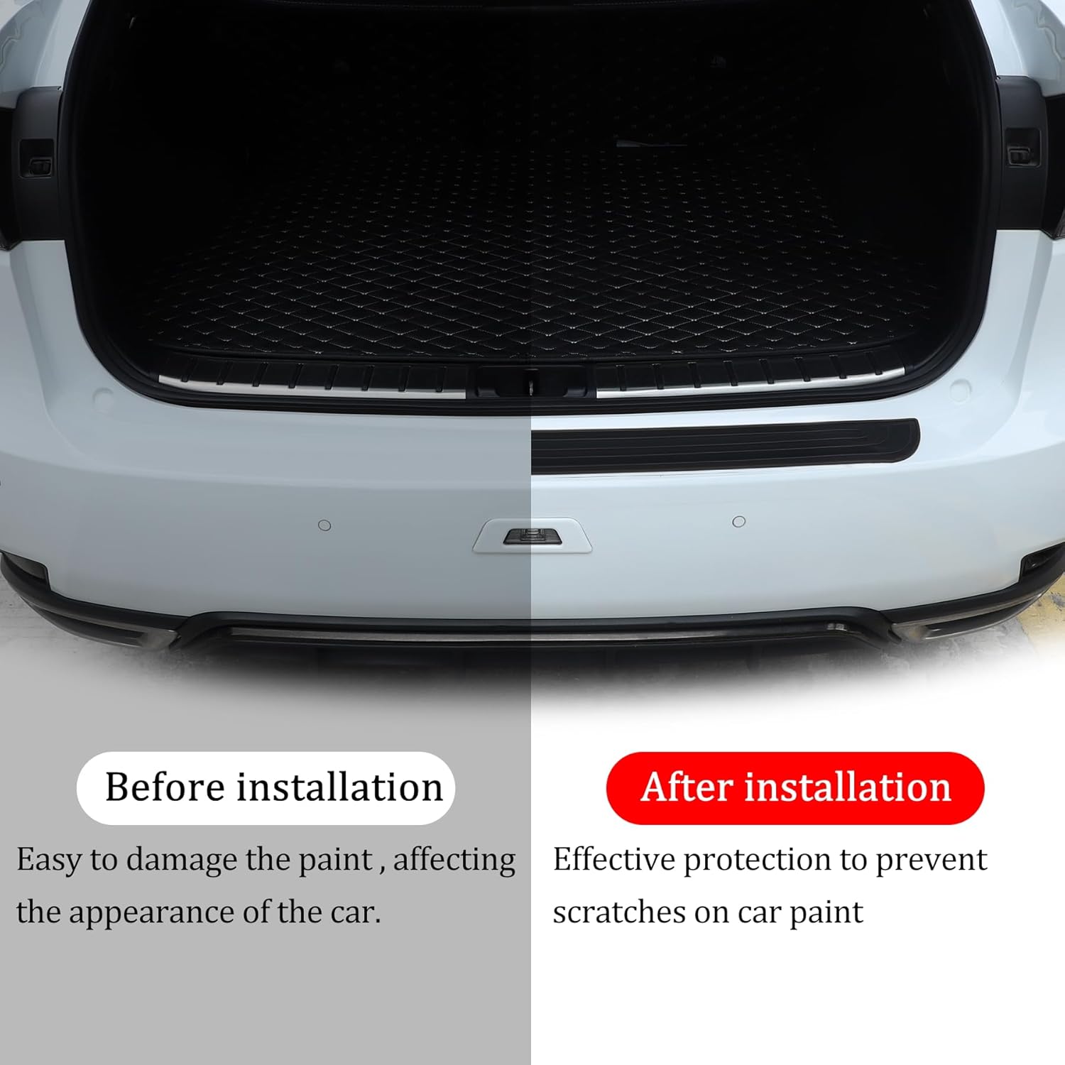 Car Rear Bumper Protector, 41inch x3.5inch Car/SUV Universal Rubber Anti-Scratch Trunk Exterior Accessories（Black） Black 41x3.5inch - Image 5