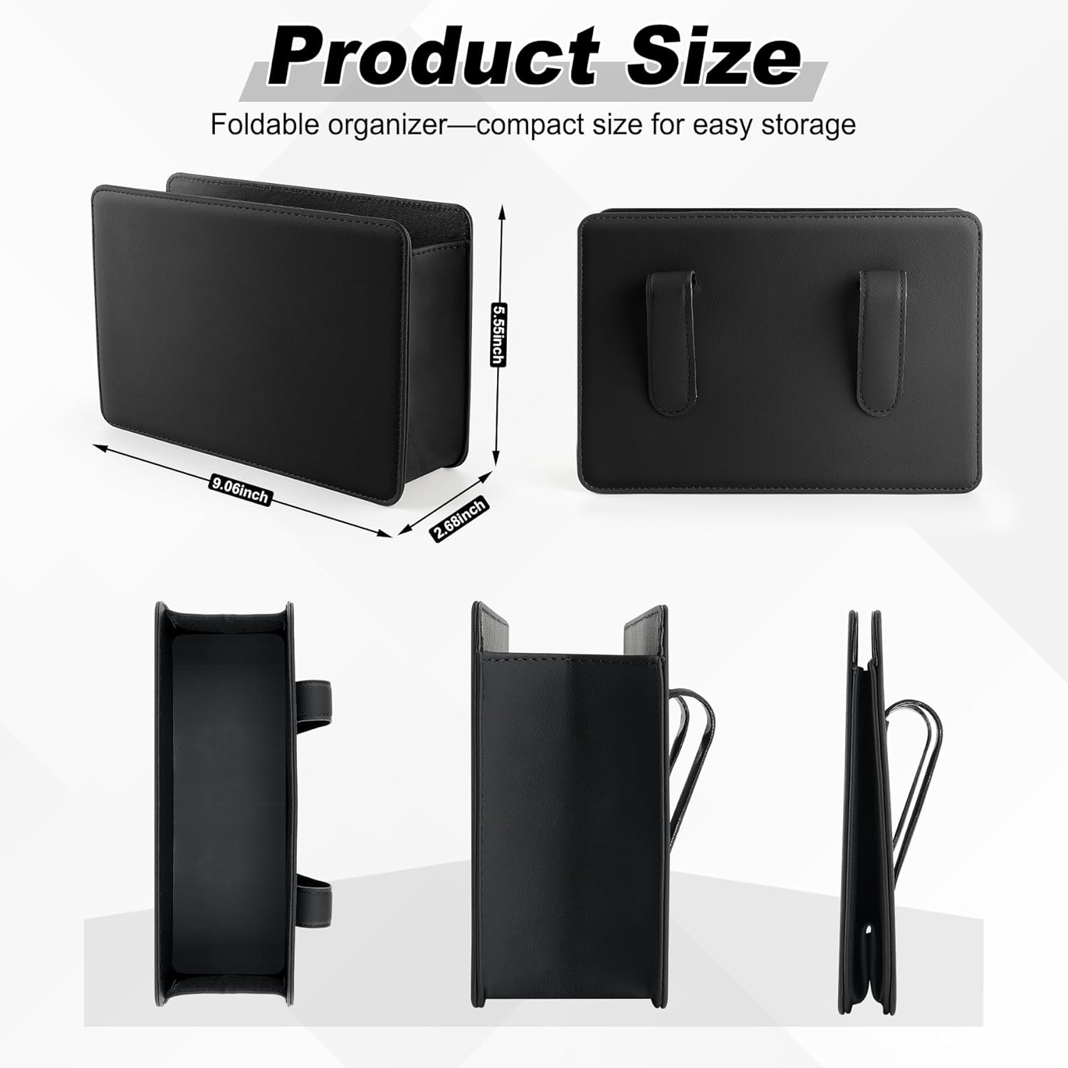 Car Door Trash Can, Leather Vehicle Bin, Mini Dustbin Garbage Container Can with 30 Pcs Bags, Foldable Storage Bag Organizer, Accessories Interior for Women Men, Black - - Image 3