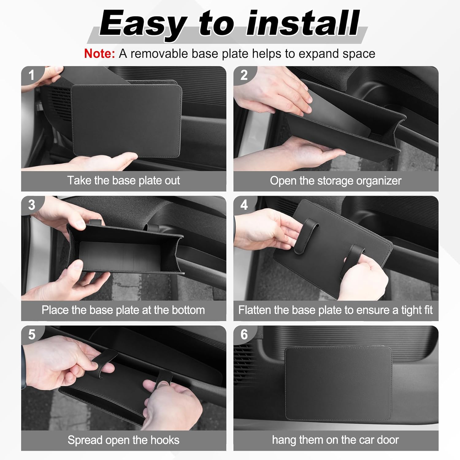 Car Door Trash Can, Leather Vehicle Bin, Mini Dustbin Garbage Container Can with 30 Pcs Bags, Foldable Storage Bag Organizer, Accessories Interior for Women Men, Black - - Image 5