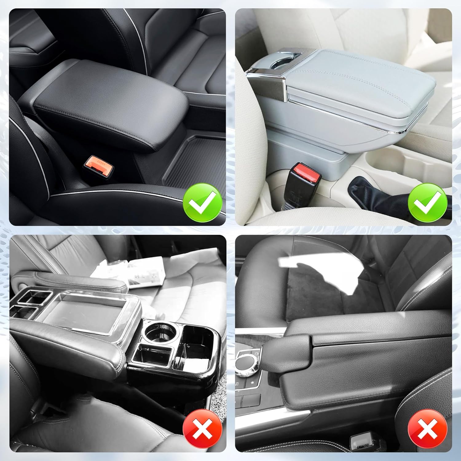 Bling Center Console Arm Rest Cover for Car, Middle Armrest Storage Box Cover, Interior Car Accessories Women and Man Gifts Sets (Black) black - - Image 6