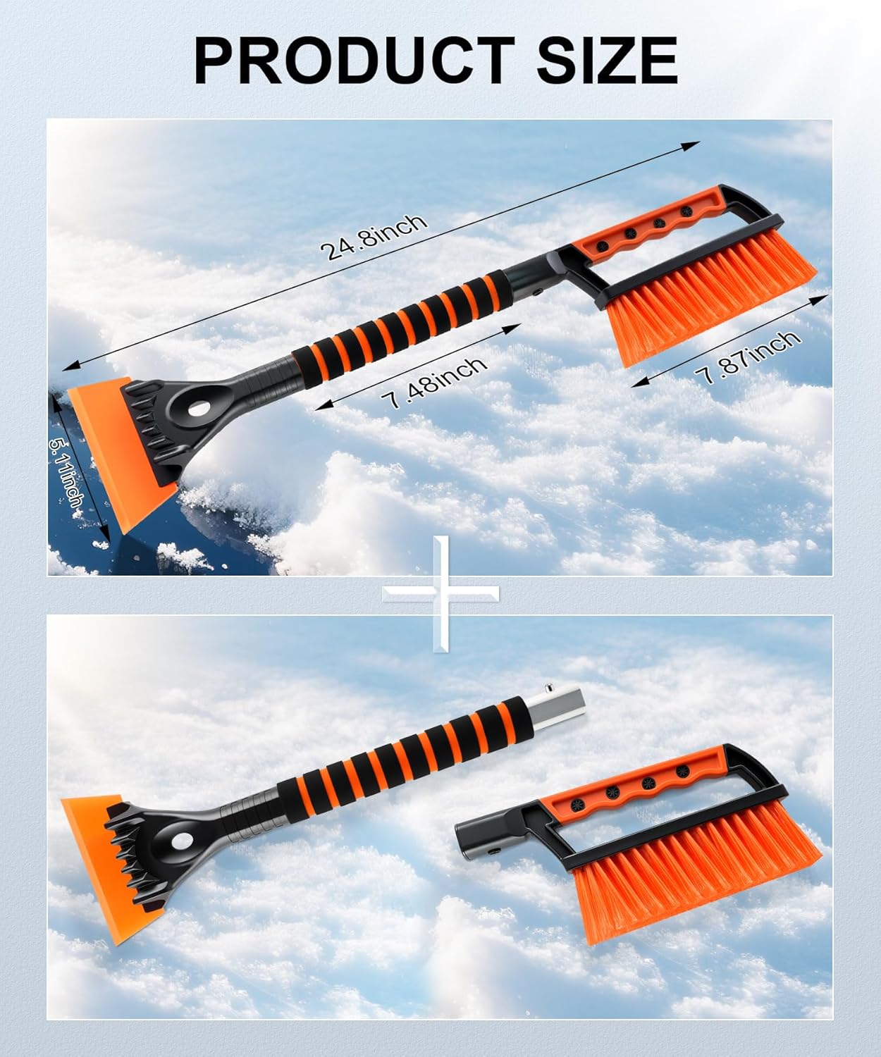 Ice Scraper and Snow Brush for Car Windshield, Car, Winter Necessities, Multi Functional Removal Tools, Accessories Gift Women Man (Enhanced) - Enhanced version - Image 2