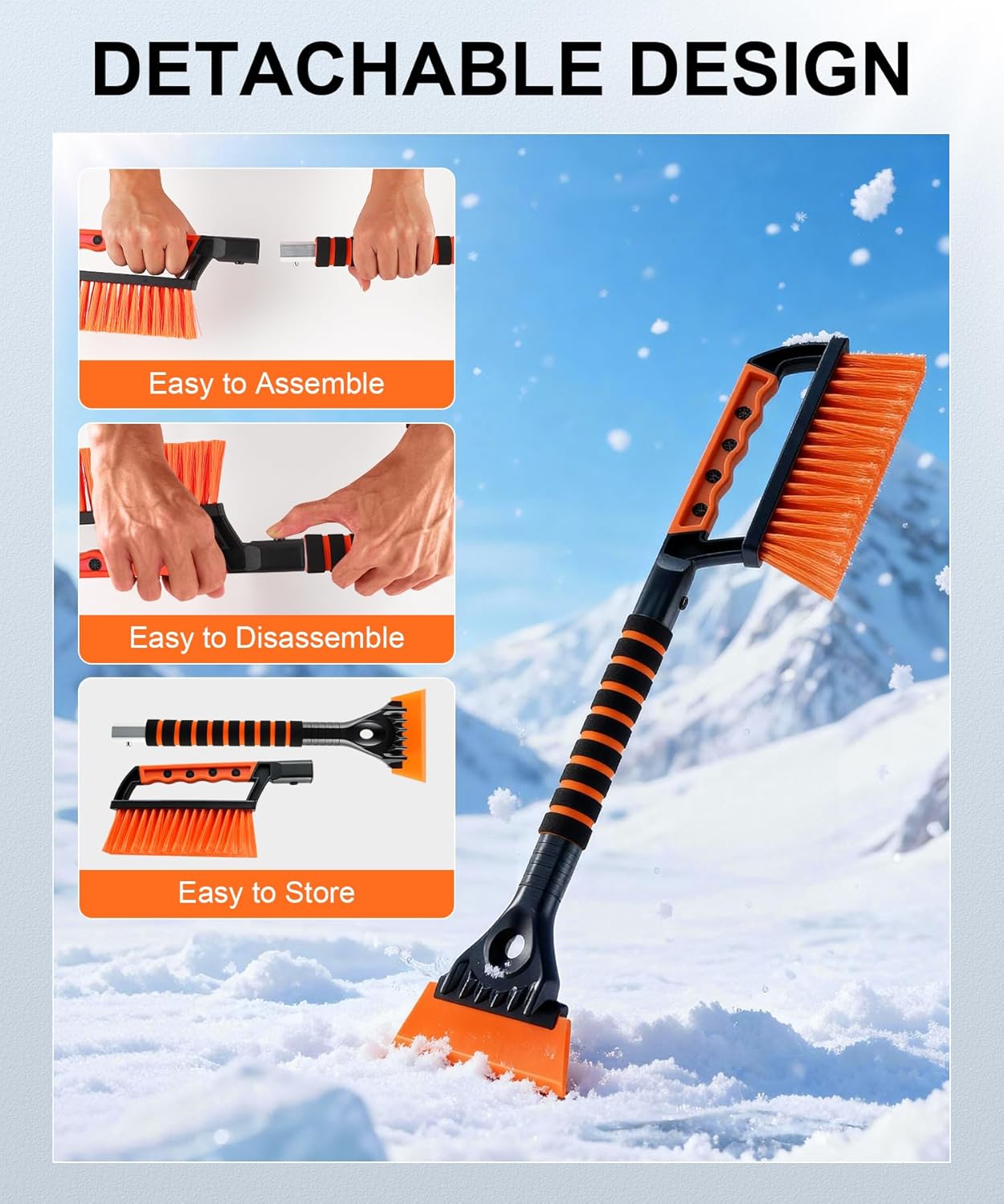 Ice Scraper and Snow Brush for Car Windshield, Car, Winter Necessities, Multi Functional Removal Tools, Accessories Gift Women Man (Enhanced) - Enhanced version - Image 3