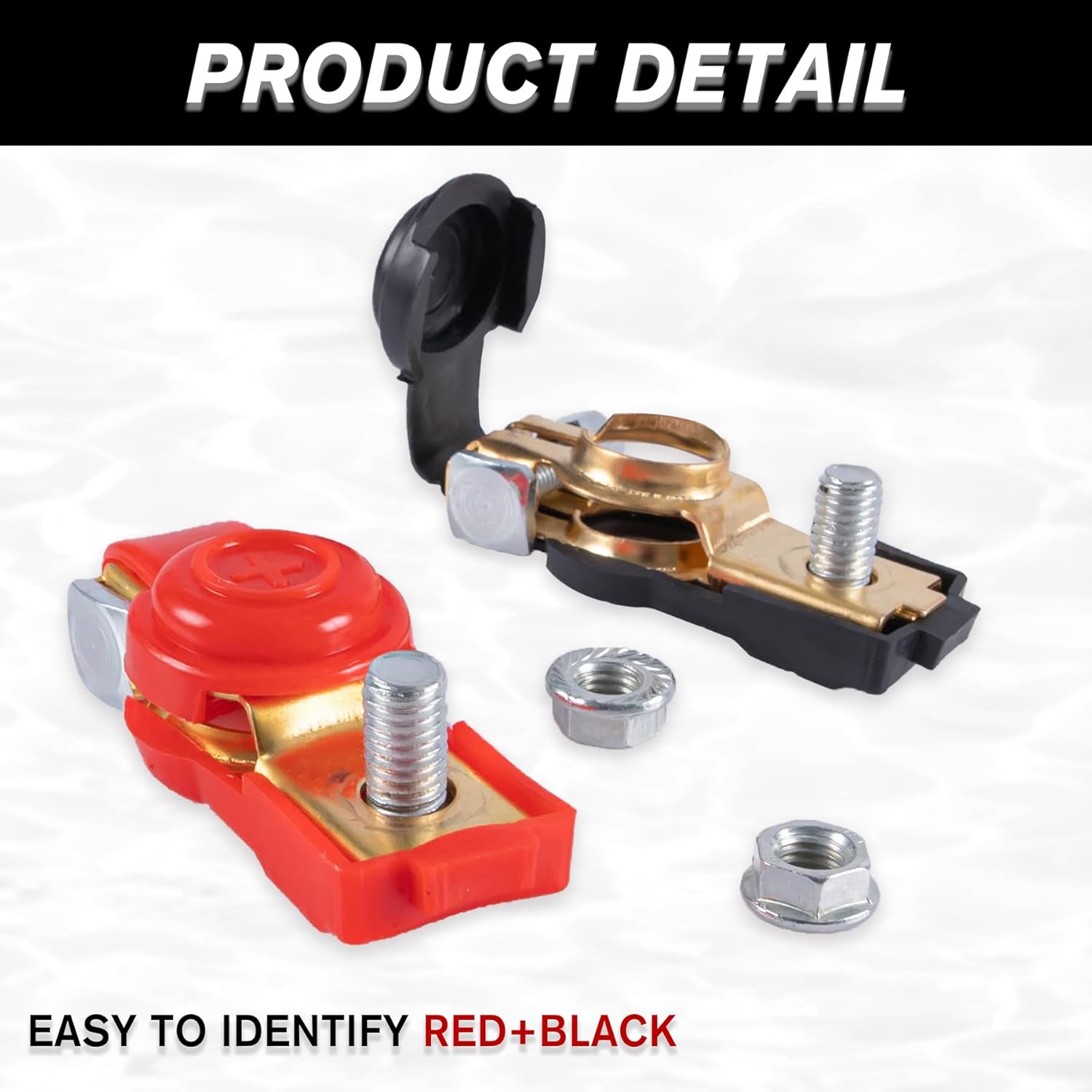 Car Battery Terminal Connector Classification Kit, Pure Copper Negative and Positive Cable Ends with Plastic Cover, Applicable to Automobile, Truck RV Accessories - - Image 3