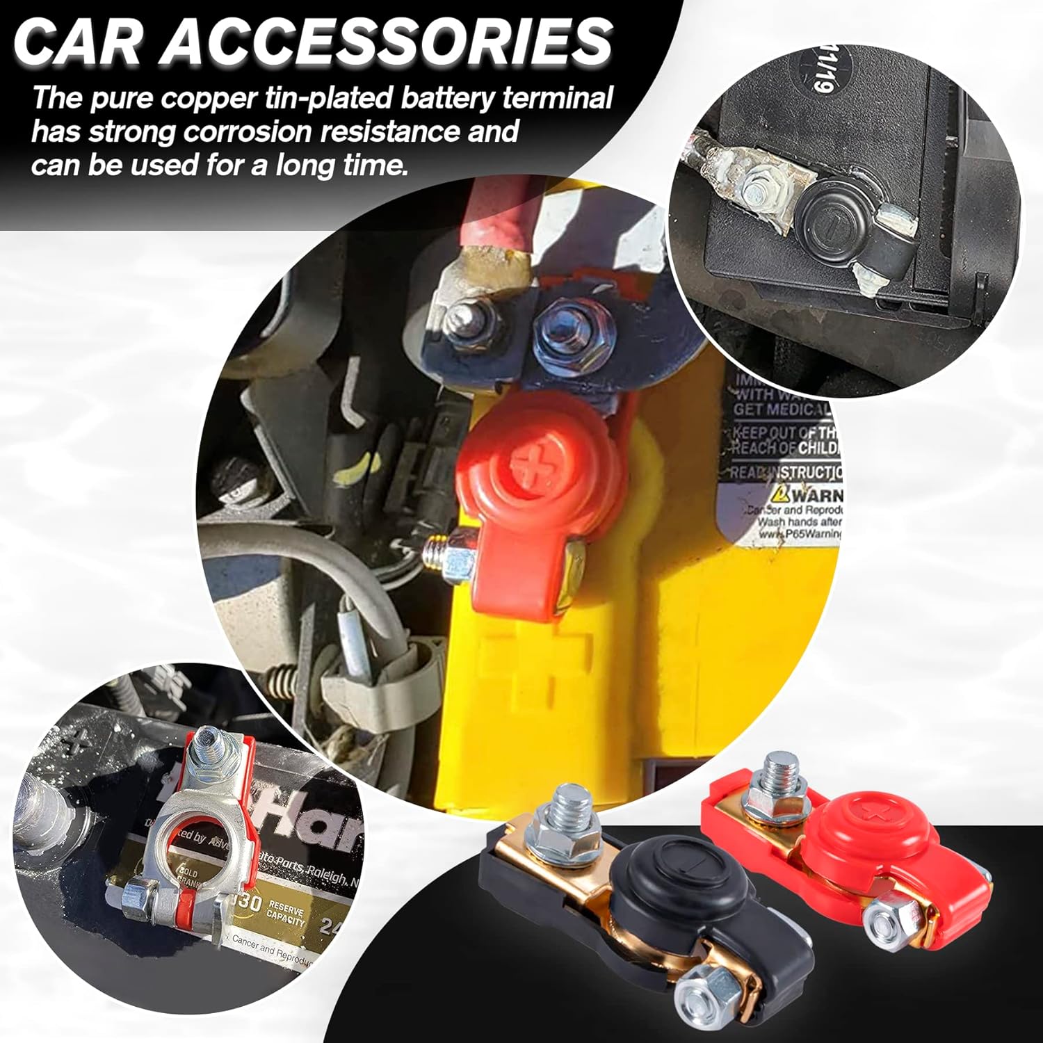 Car Battery Terminal Connector Classification Kit, Pure Copper Negative and Positive Cable Ends with Plastic Cover, Applicable to Automobile, Truck RV Accessories - - Image 4