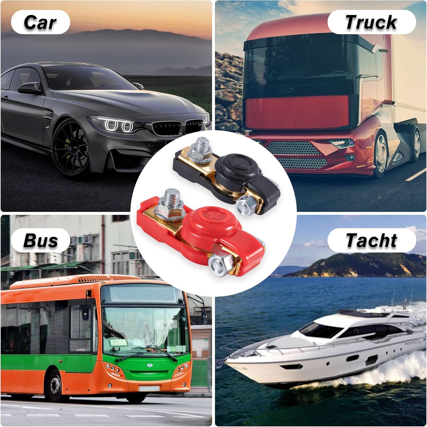 Car Battery Terminal Connector Classification Kit, Pure Copper Negative and Positive Cable Ends with Plastic Cover, Applicable to Automobile, Truck RV Accessories - - Image 5