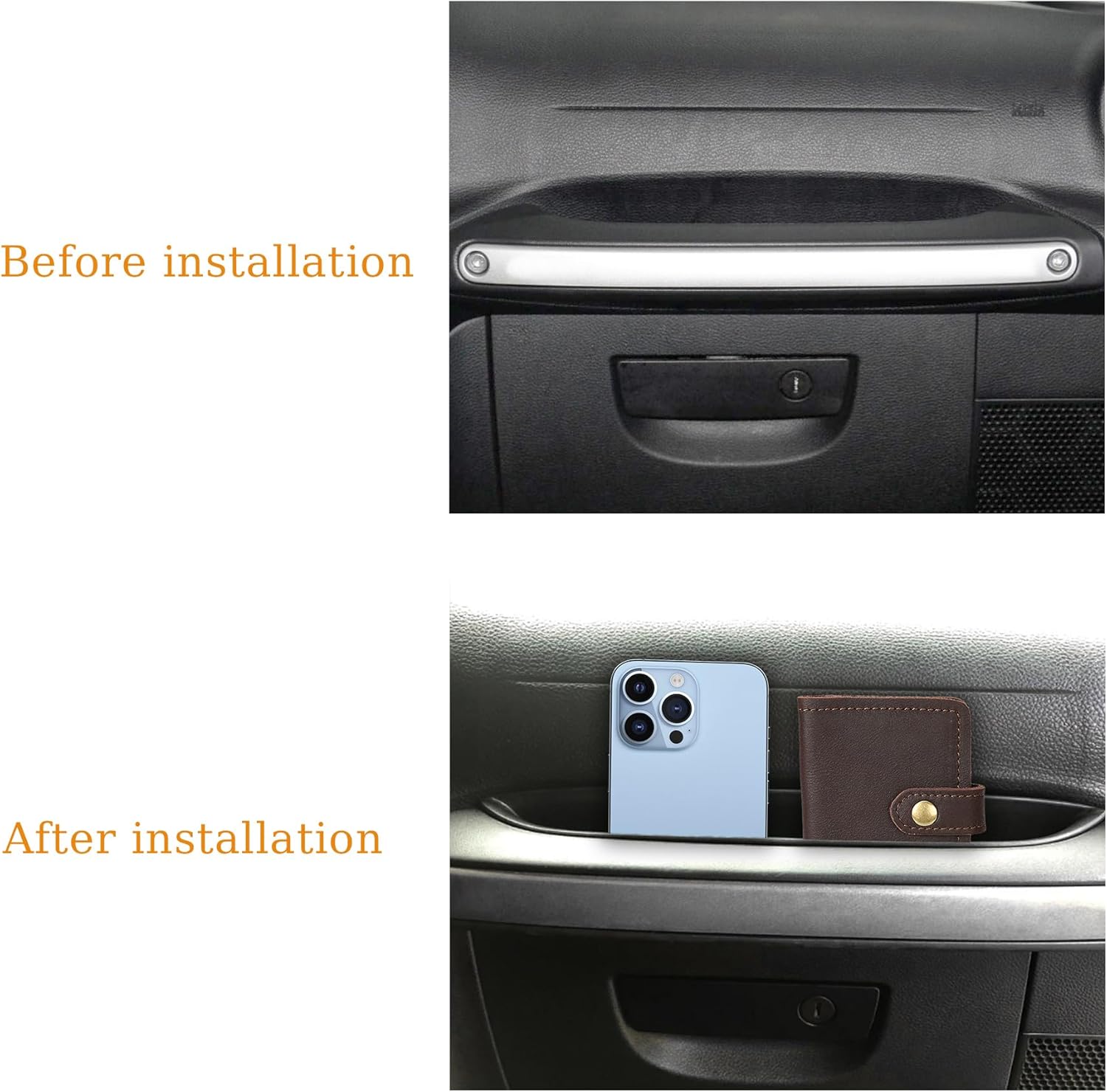 Passenger Storage Tray Organizer Grab Handle Box Compatible with 2011-2017 Jeep Wrangler JK JKU, Accessories, Car Interior Black - - Image 5