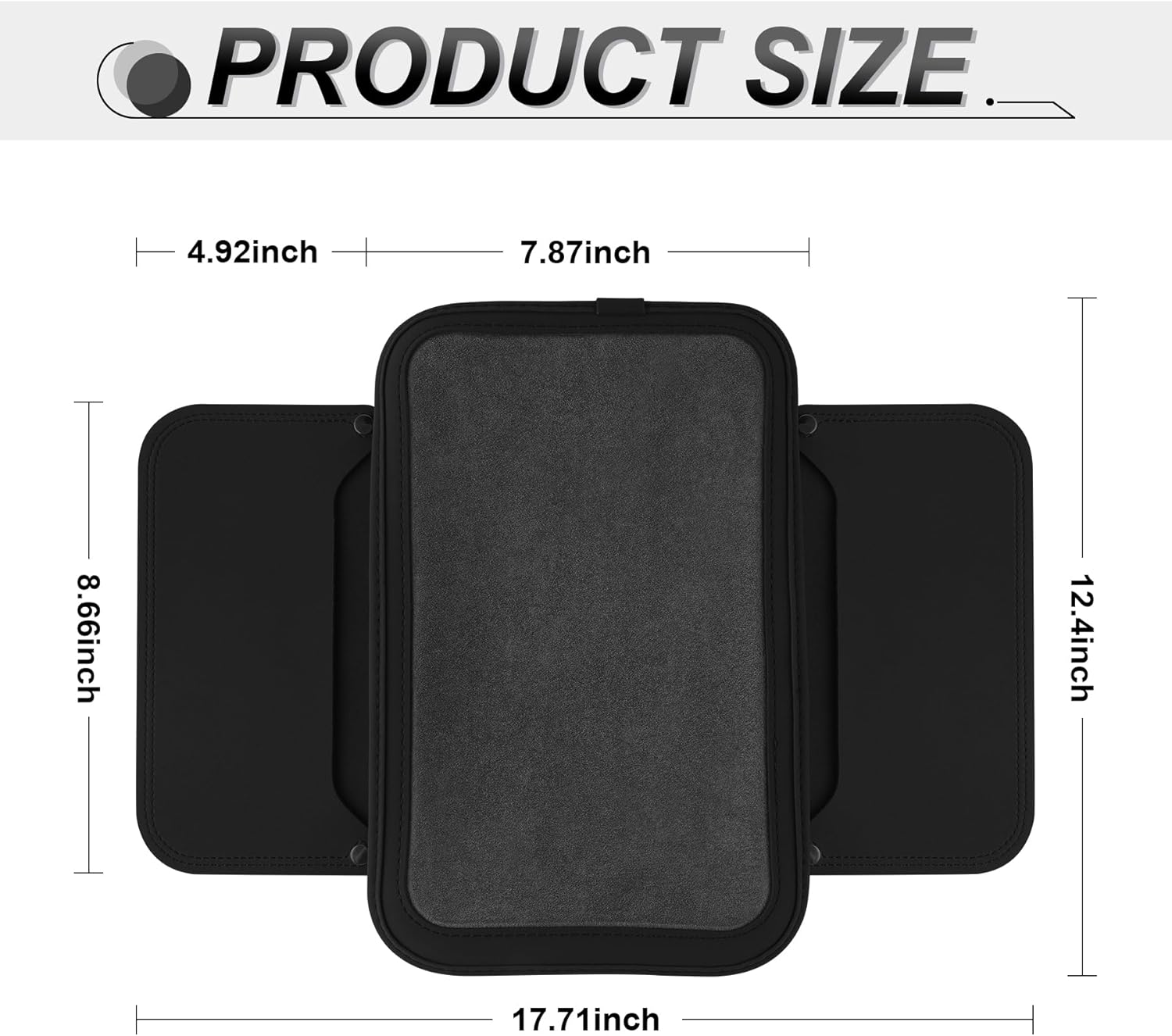 Car Leather Furry Center Console Cover with 2 Storage Bags, Universal Fluffy Armrest Seat Box Pad, Comfortable Interior Accessories, Fits for Most Vehicles (Black) Black - - Image 2