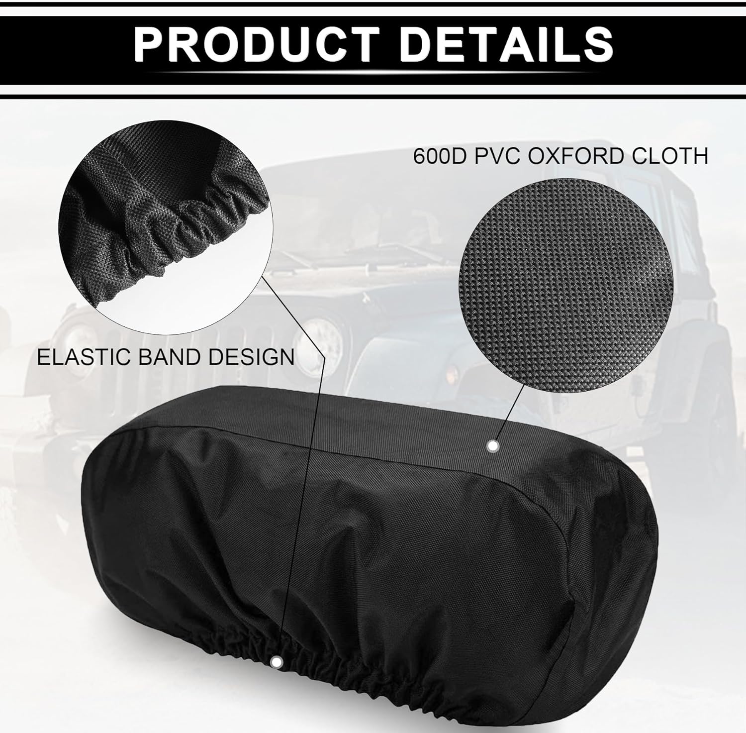 Heavy Duty 600D Waterproof Winch Cover - UV Resistant, Dust-Proof Protective for 8500-17500 lbs Electric Winches (22