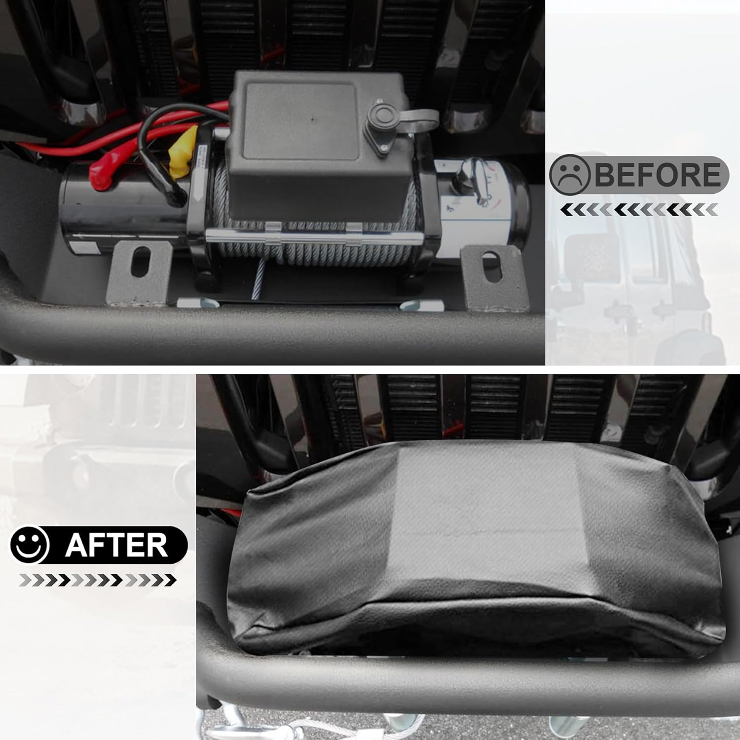 Heavy Duty 600D Waterproof Winch Cover - UV Resistant, Dust-Proof Protective for 8500-17500 lbs Electric Winches (22