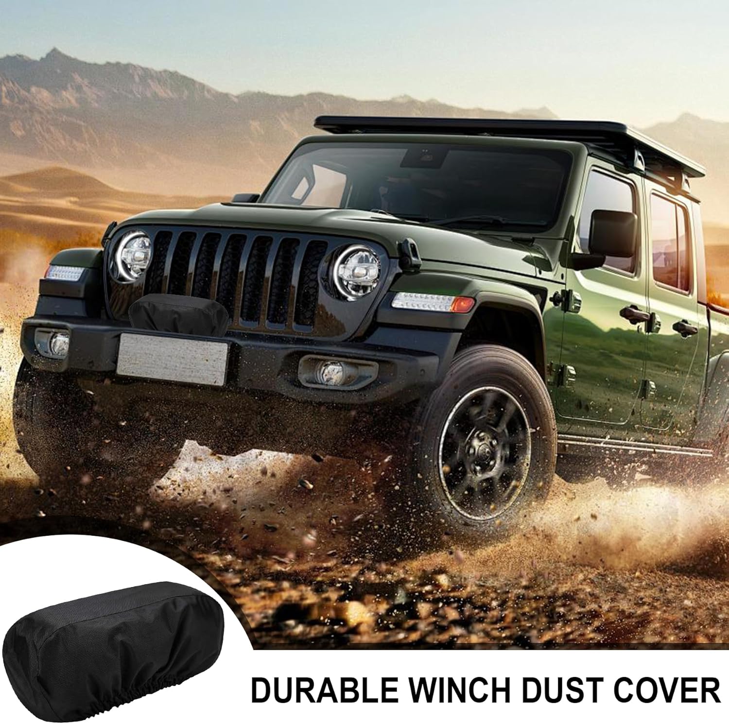 Heavy Duty 600D Waterproof Winch Cover - UV Resistant, Dust-Proof Protective for 8500-17500 lbs Electric Winches (22