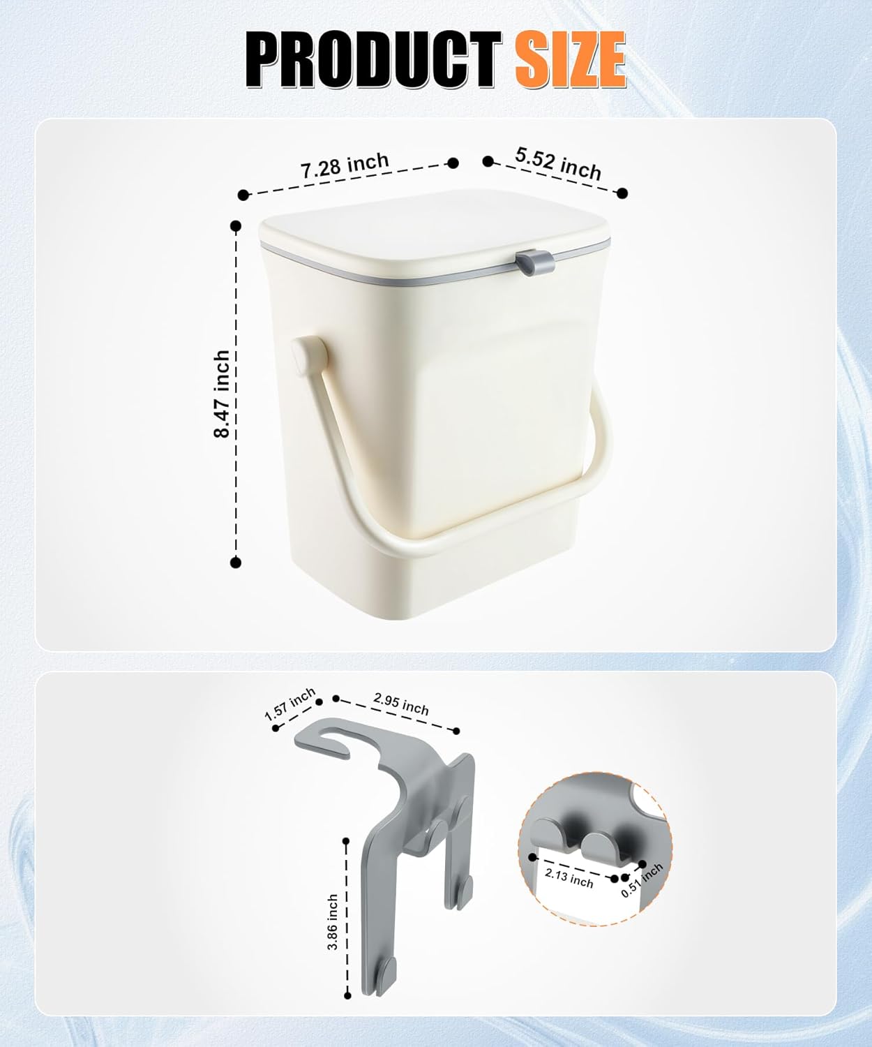 Car Trash Can with Lid and Phone Holder, Universal Bin, Waterproof Hanging Vehicle Garbage Can, Leak Proof Organizers Storage, Accessories Interior for Women Men, White - - Image 2
