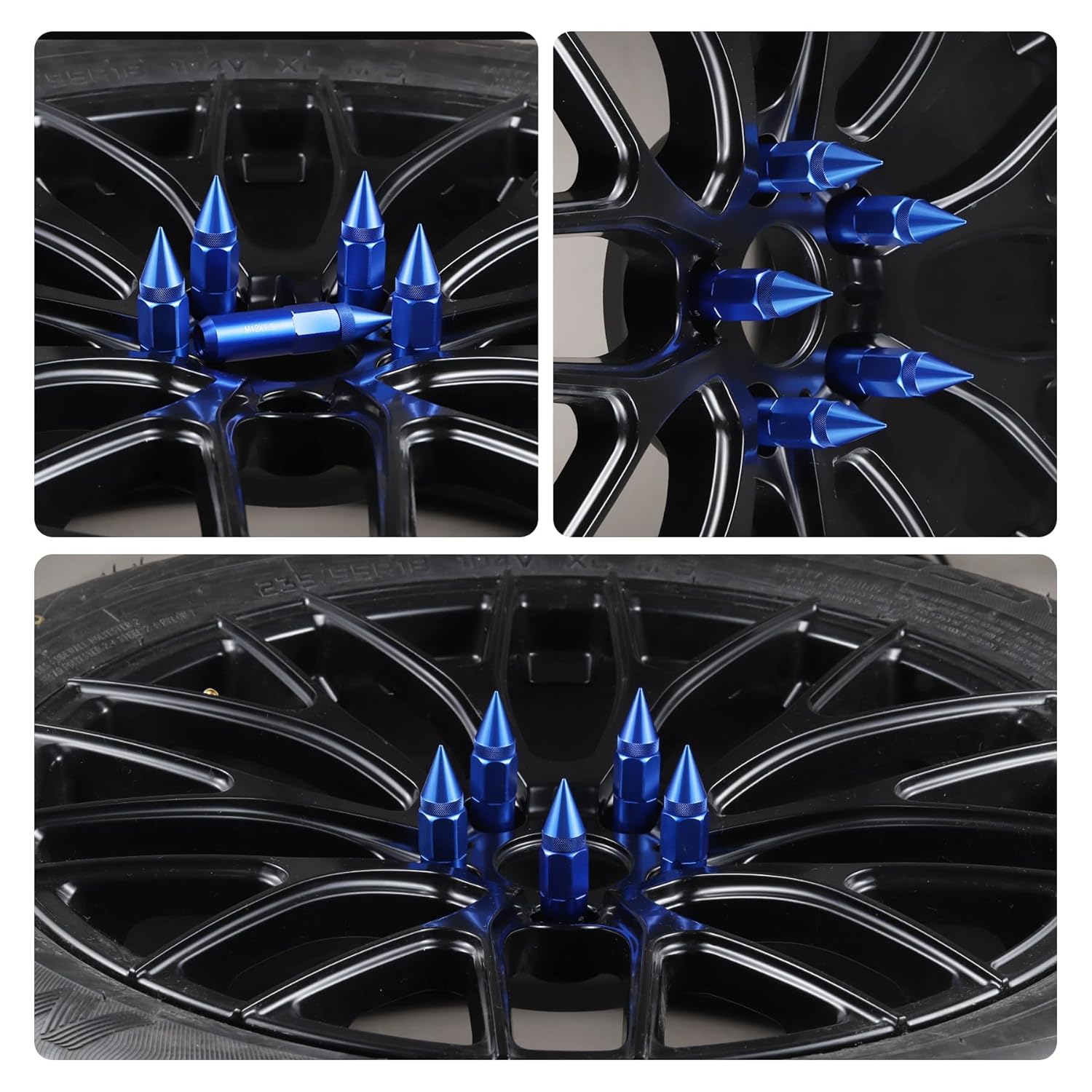 20PCS M14X1.5 Wheel Lug Nuts, Cap Spiked Extended Tuner 60mm Aluminum Wheels Rims Nuts (Blue) blue M14x1.5 - Image 6