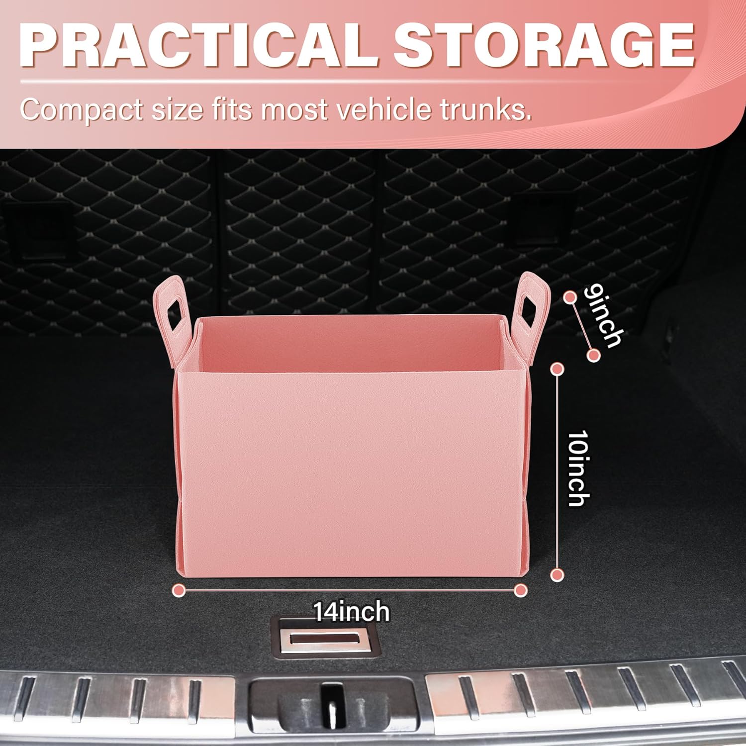 Car Trunk Organizer, Foldable Organizer for SUV, Lightweight Storage Sundries, Accessories Women and Men, Travel Essentials, Felt, 2 Pack Pink pink - - Image 2