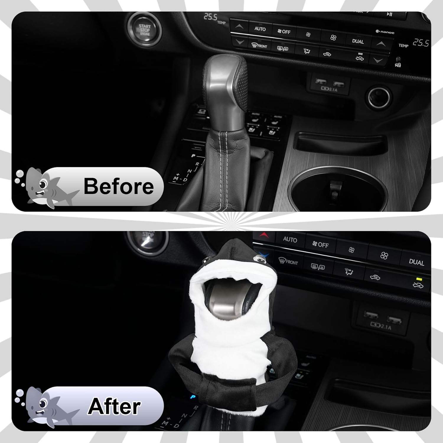 Car Gear Shift Cover, Universal Hoodie, Cute Shark Cover for Knob Protection, Automotive Interior Gadgets, Accessories Women and Man Gifts Black - - Image 2