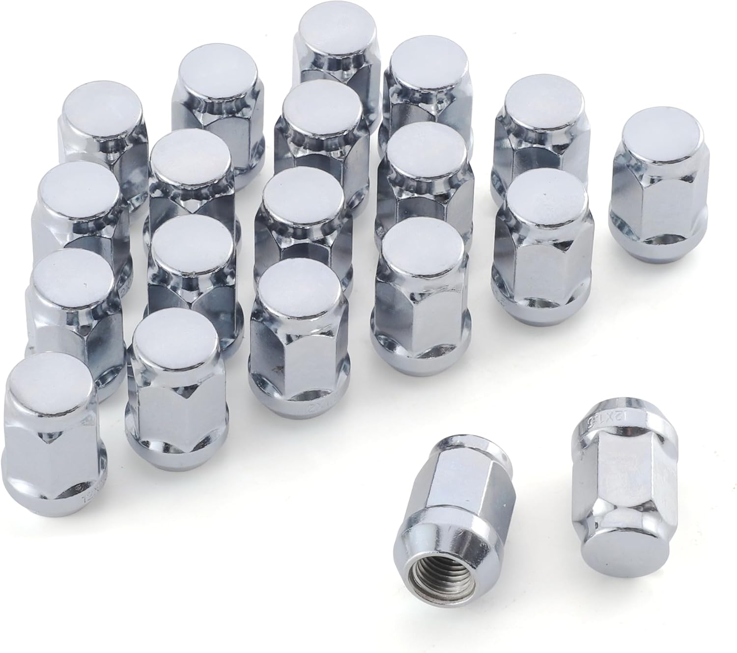20PCS White Knight M12x1.5 Wheel Lug Nuts, One-Piece Design Bulge Acorn Chrome Nuts for Toyota Camry/Corolla/Tacoma Lexus/Ford Fusion/Focus Silver M12X1.5 - Image 1
