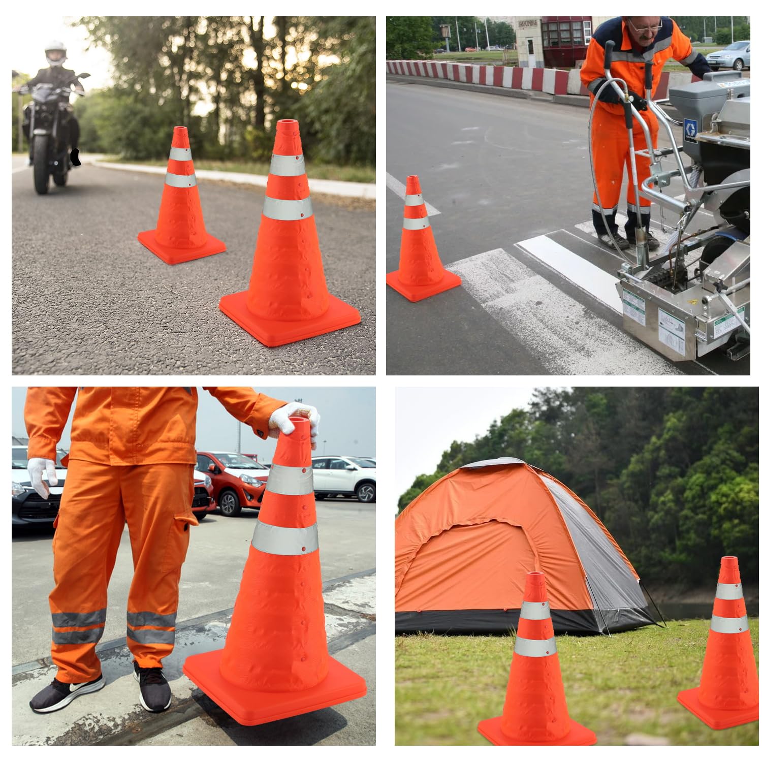 18 inch Traffic Cones, 2PCS Collapsible Orange Cones for Parking, Parking with Reflective Collars, Training Driveway, Car Interior Accessories - - Image 2