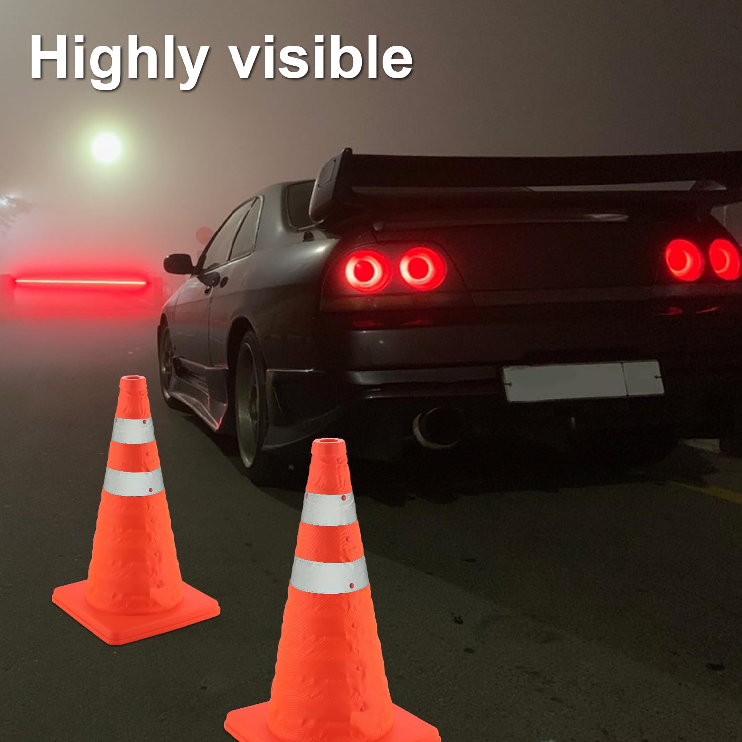 18 inch Traffic Cones, 2PCS Collapsible Orange Cones for Parking, Parking with Reflective Collars, Training Driveway, Car Interior Accessories - - Image 3