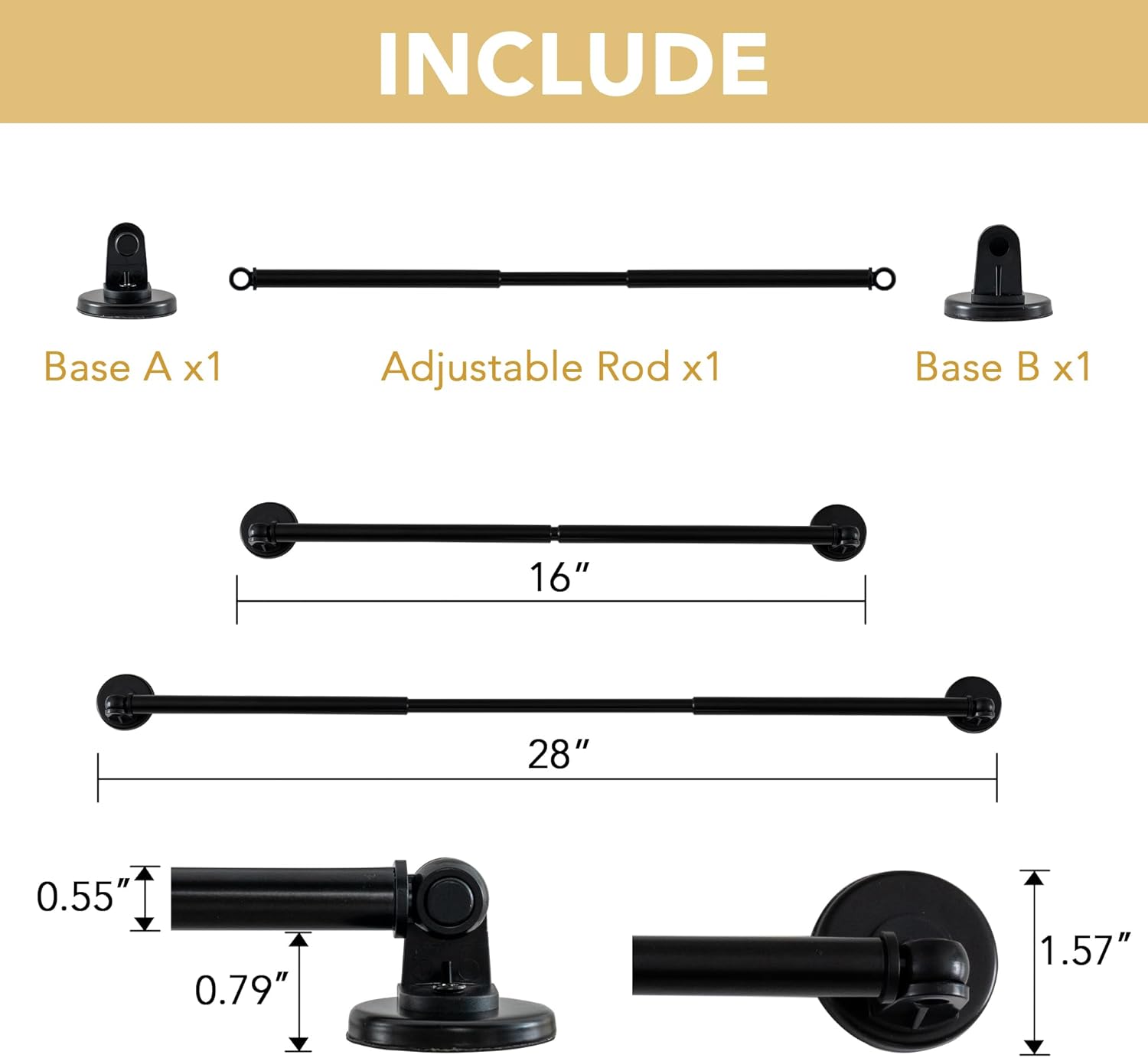 1 PACK Magnetic Curtain Rods for Metal Doors 16