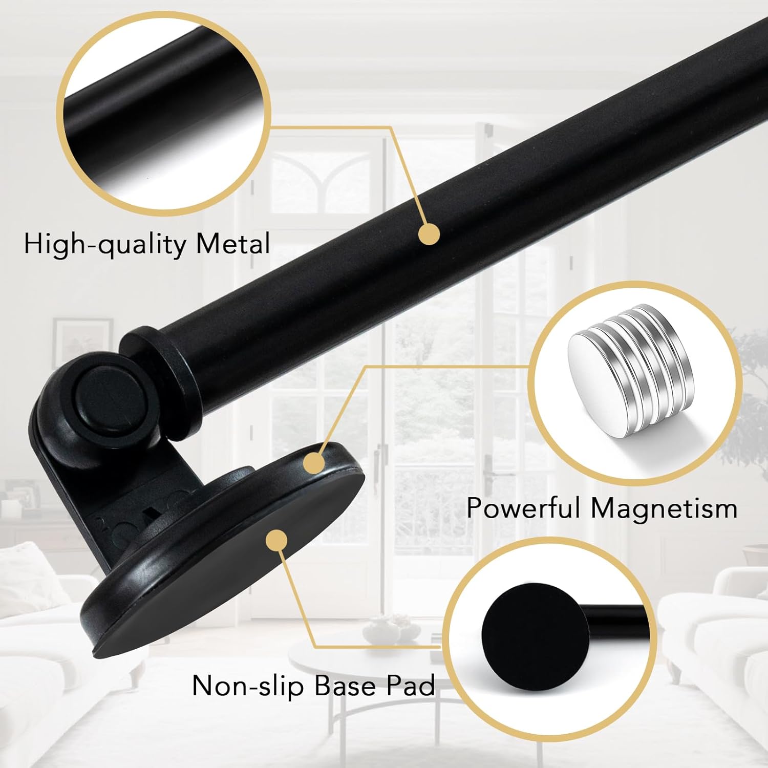 1 PACK Magnetic Curtain Rods for Metal Doors 16