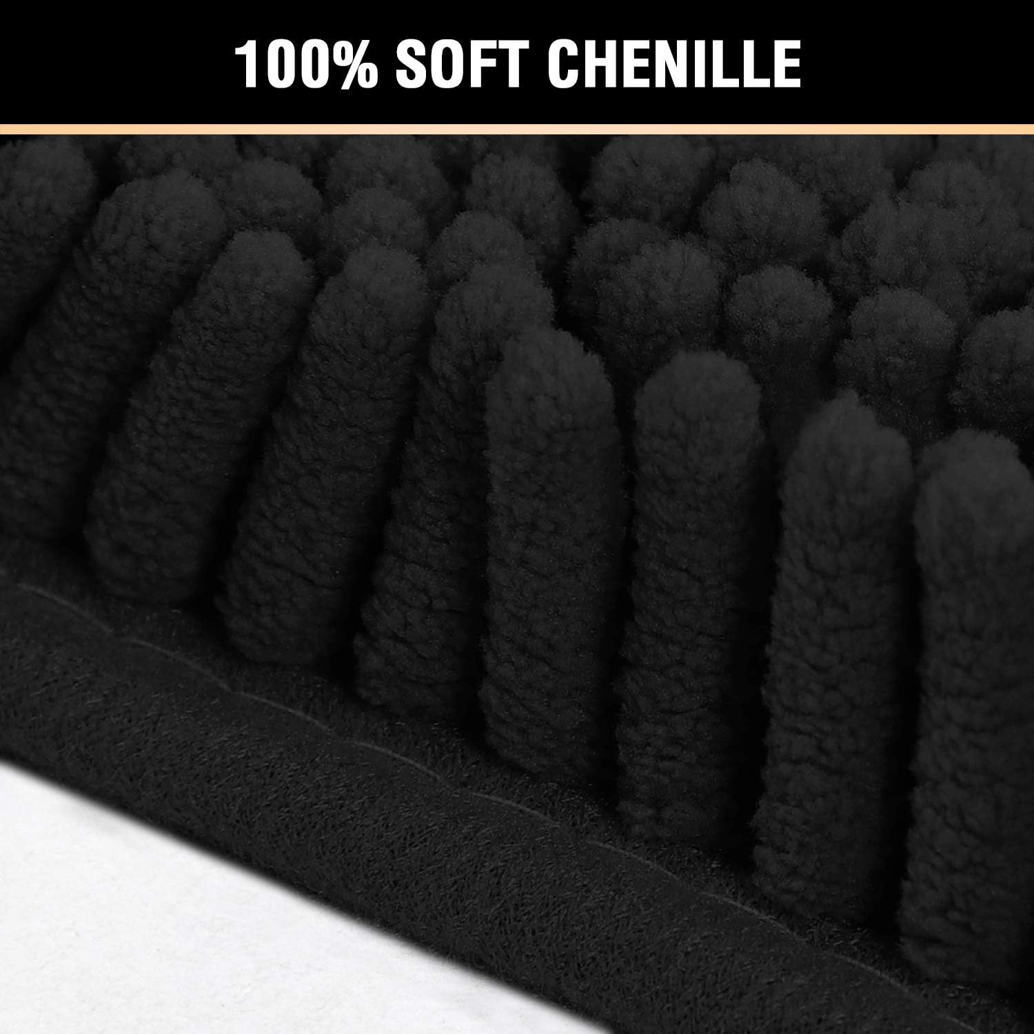 Black Bathroom Rug Set 2 Piece, Bath Mats for Floor, Super Thick Soft Shaggy Chenille Machine Washable, Dry Fast Water Absorbent Mats(20