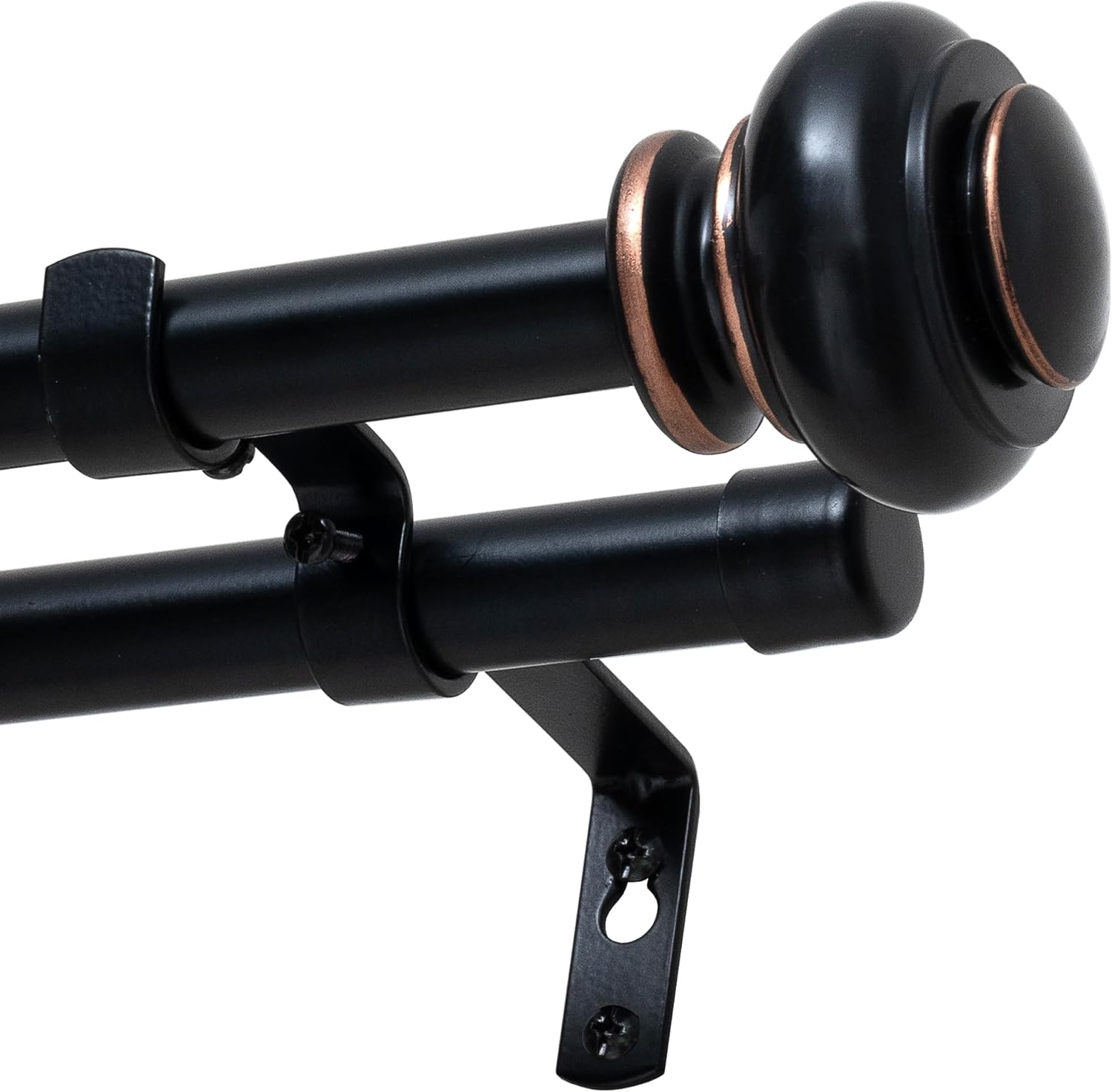 Double Curtain Rods for Windows 16.2 to 90.6 Inches 3/4 inch Diameter Adjustable Decorative Telescoping Rod with Brackets Heavy Duty Splicing Rods, Black 16.2